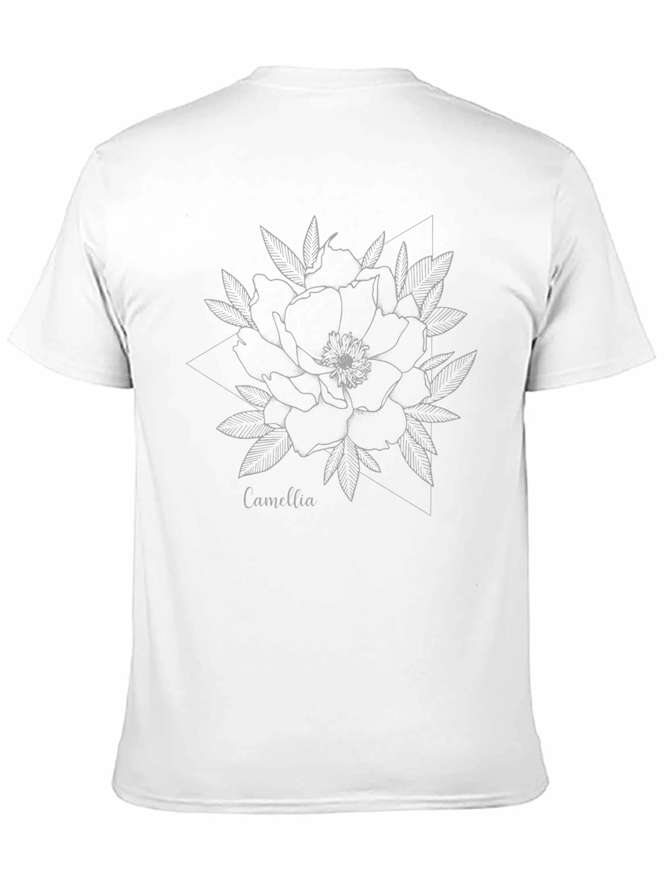 Black Camellia Flower Graphic Tee