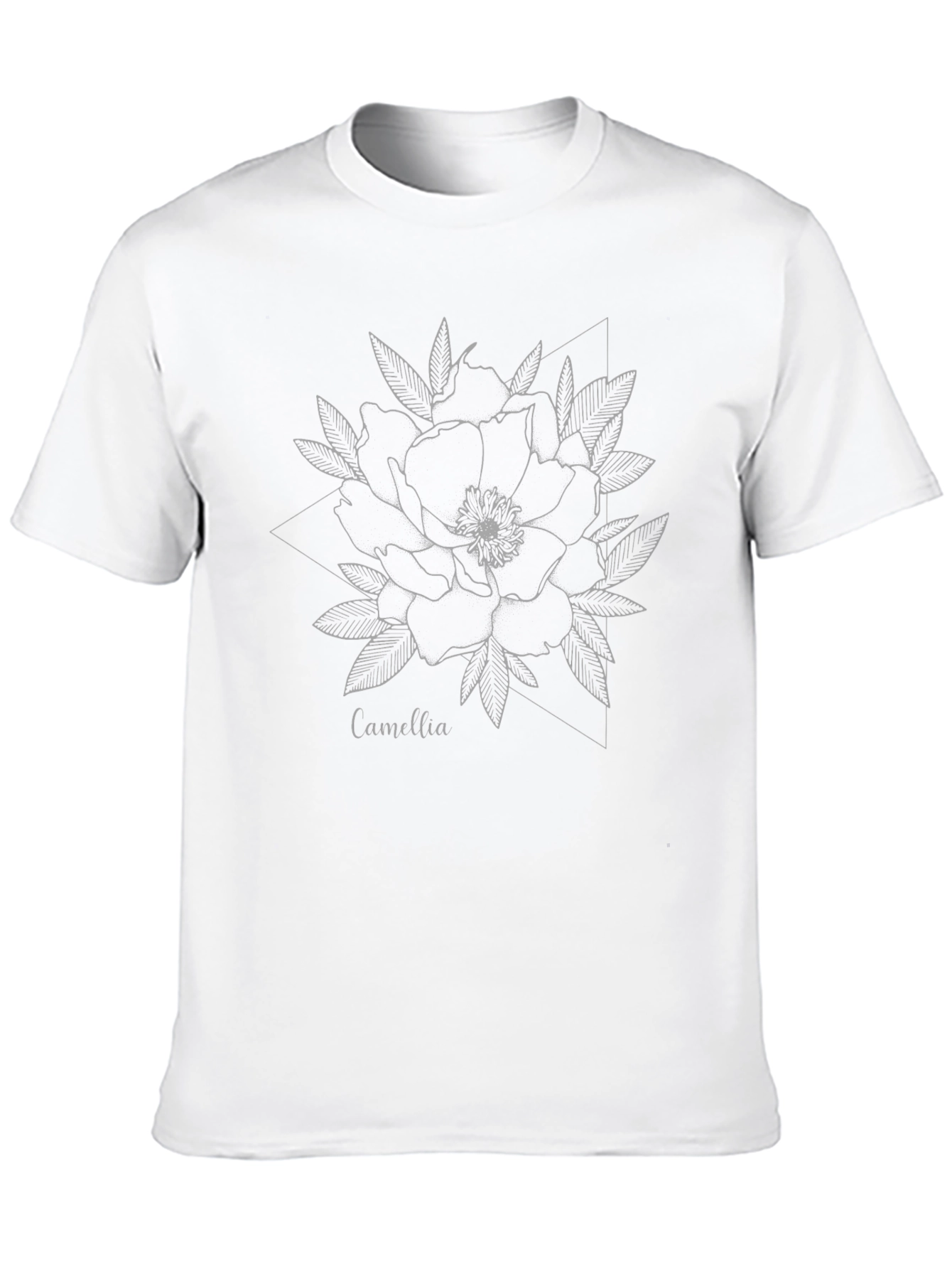 Black Camellia Flower Graphic Tee