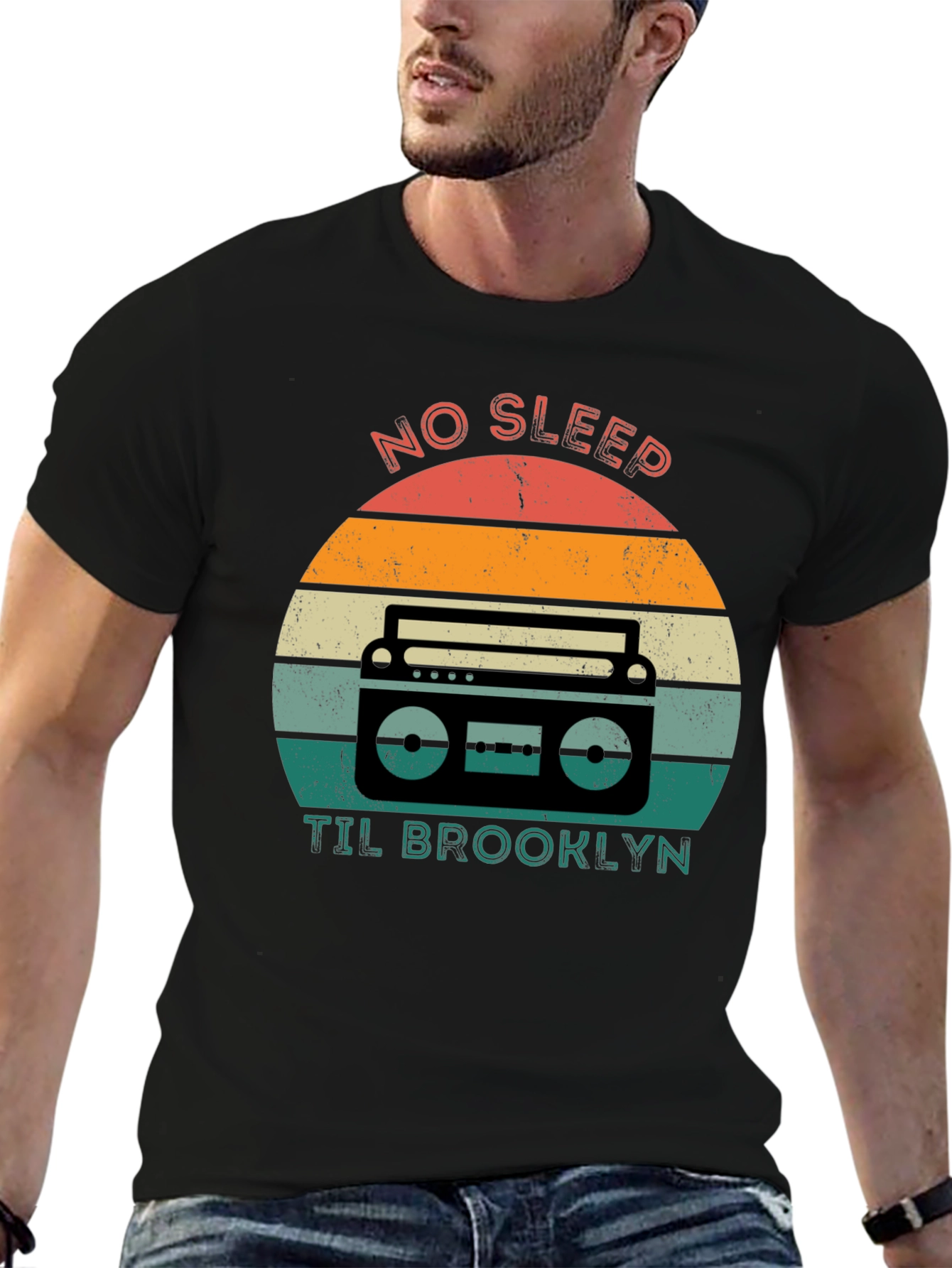Retro Boombox T-Shirt - No Sleep Til Brooklyn