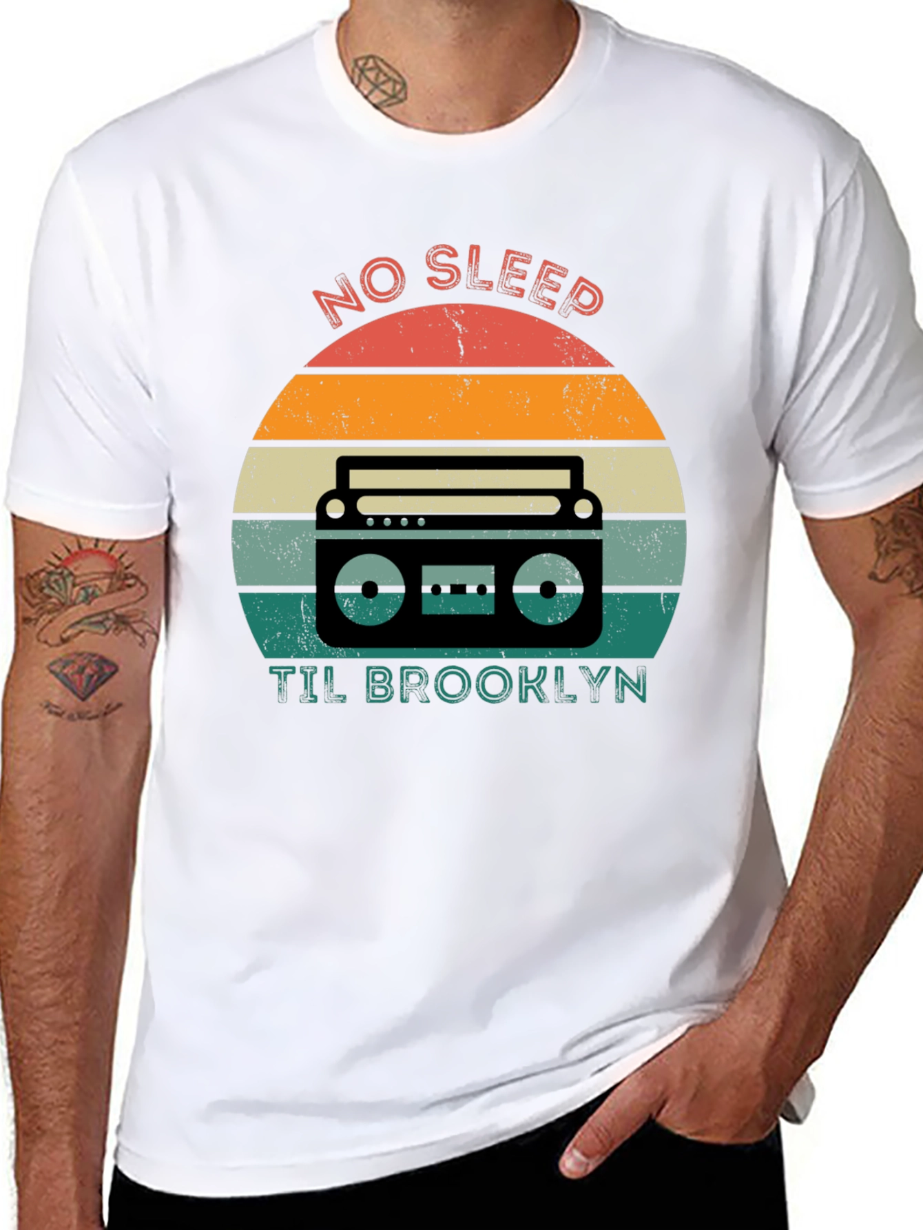Retro Boombox T-Shirt - No Sleep Til Brooklyn