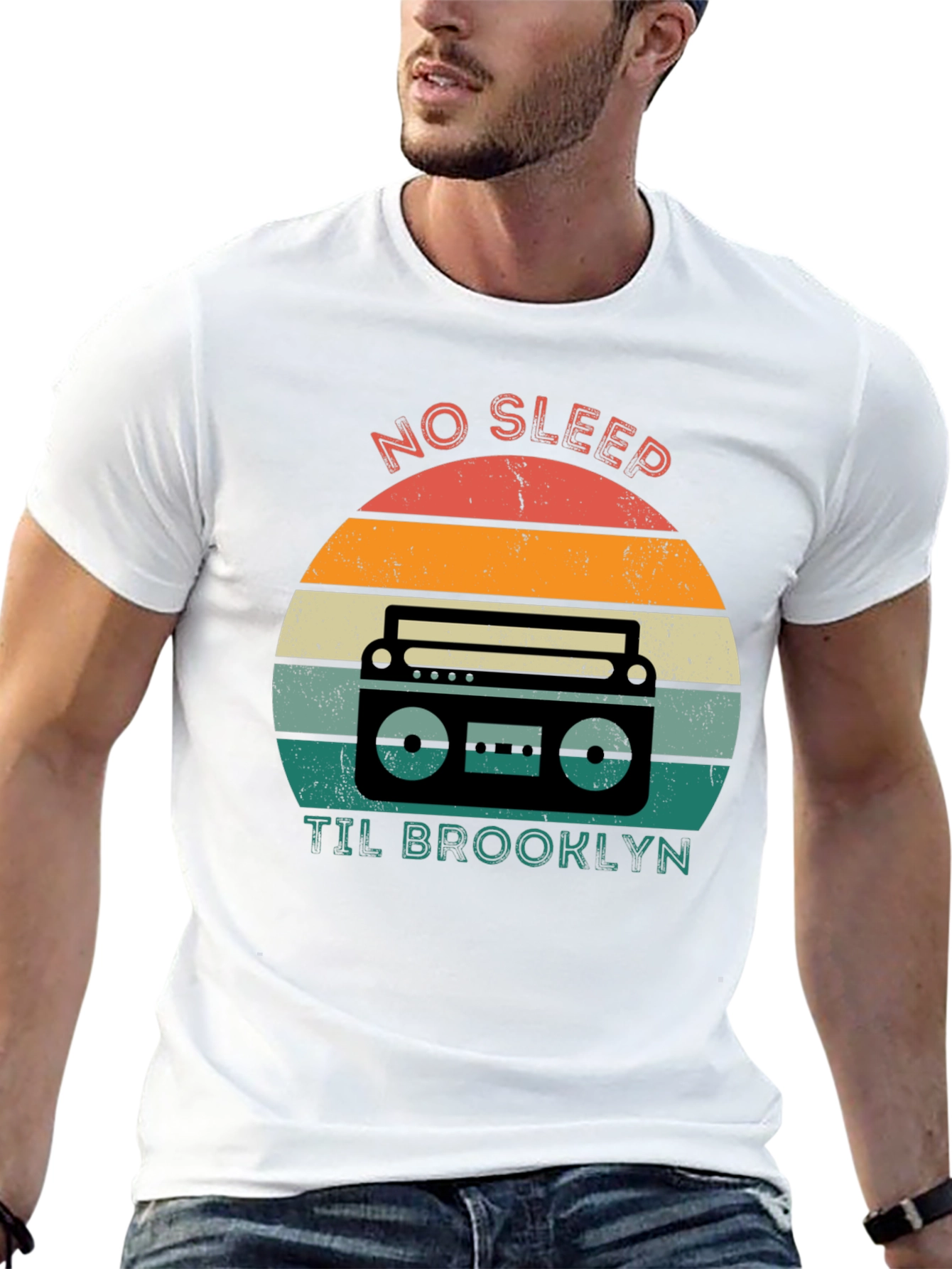 Retro Boombox T-Shirt - No Sleep Til Brooklyn