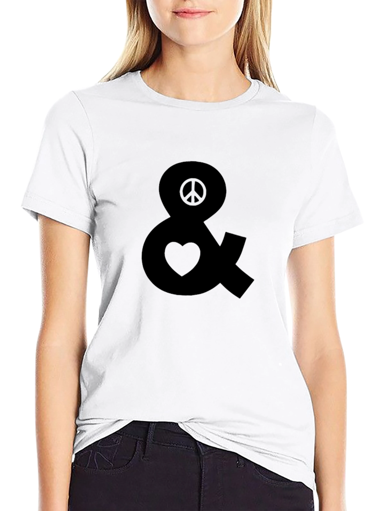 Peace & Love Graphic Tee - Black Cotton T-Shirt