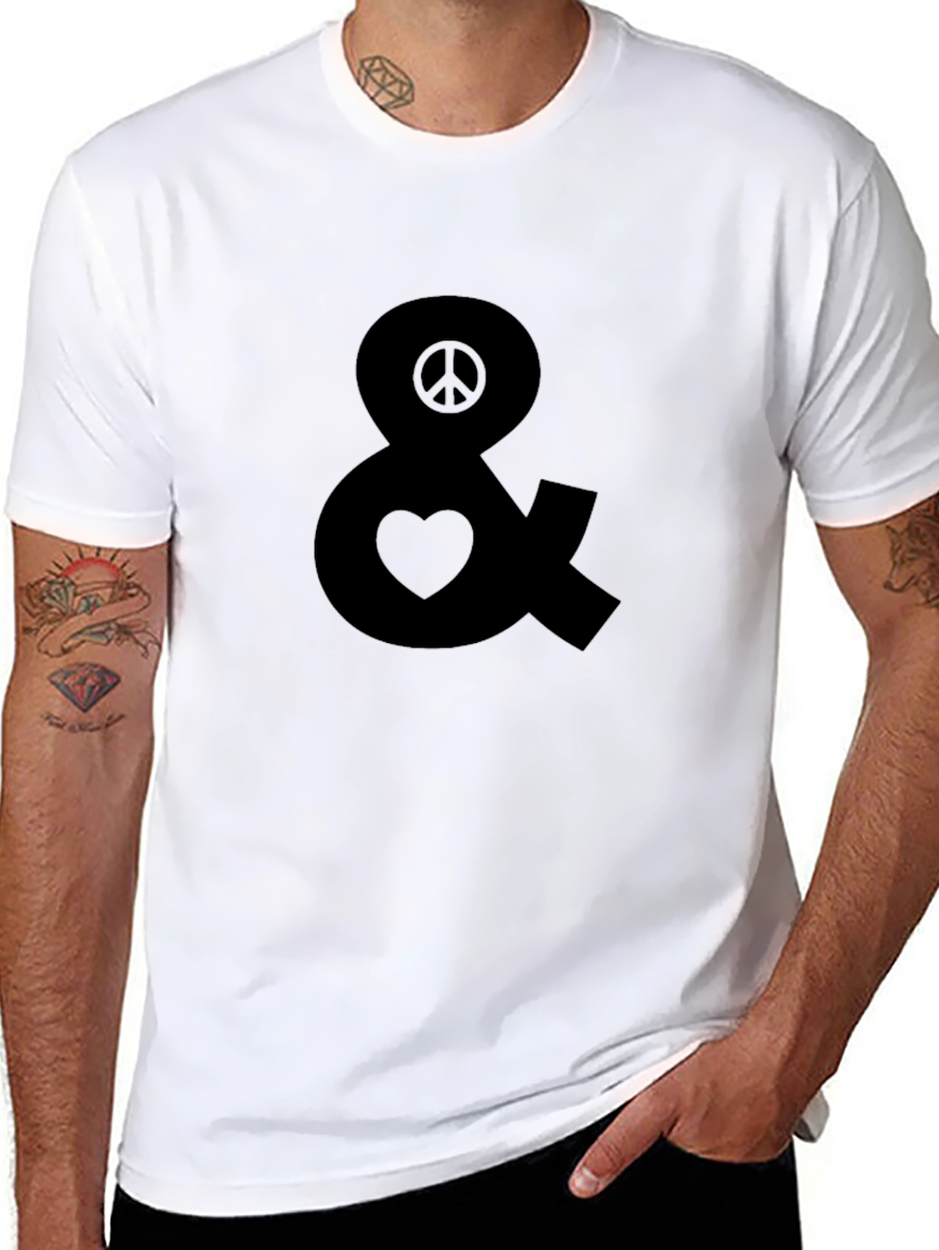 Peace & Love Graphic Tee - Black Cotton T-Shirt