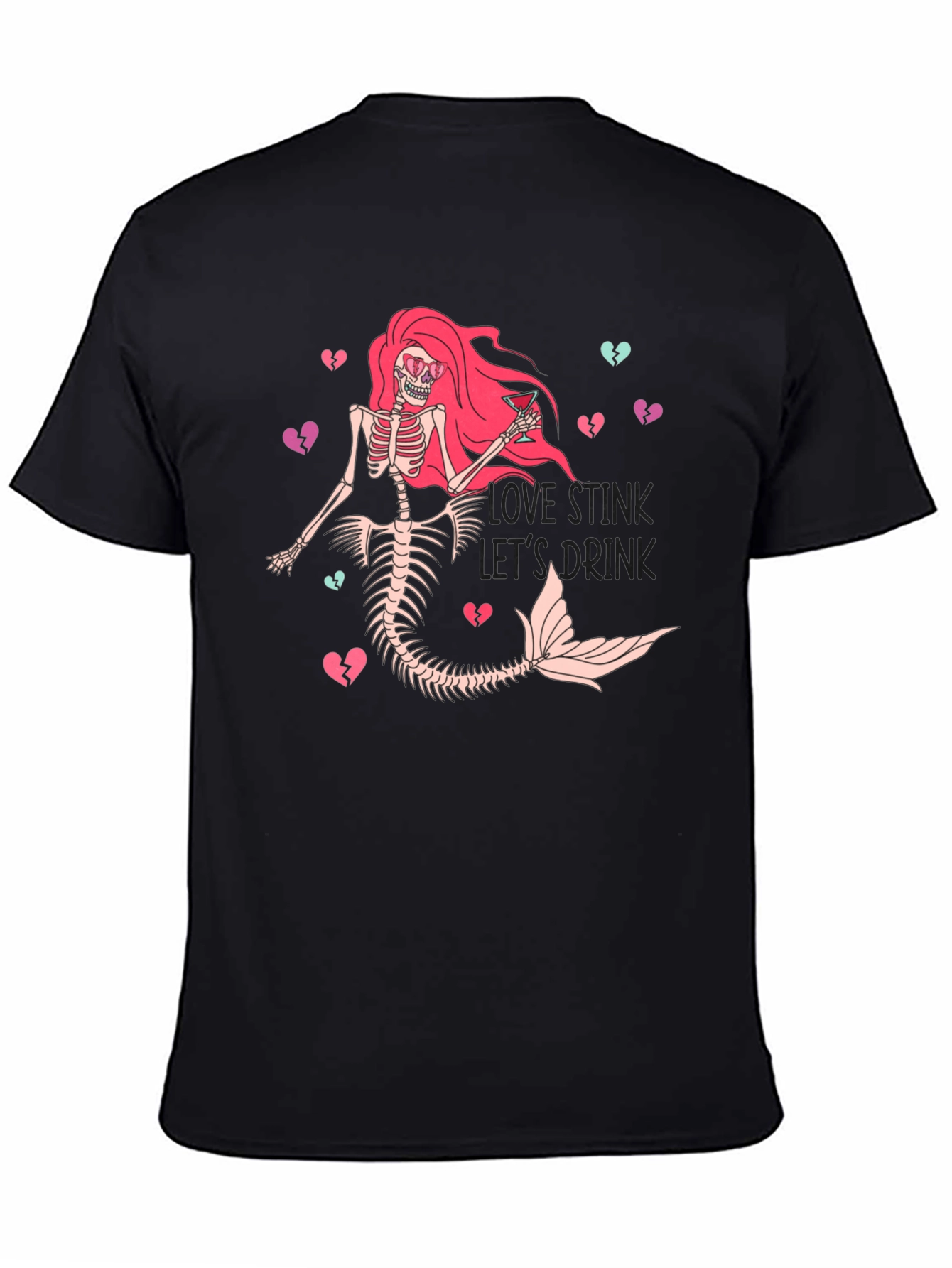 Love Stinks Skeleton Mermaid Graphic T-Shirt