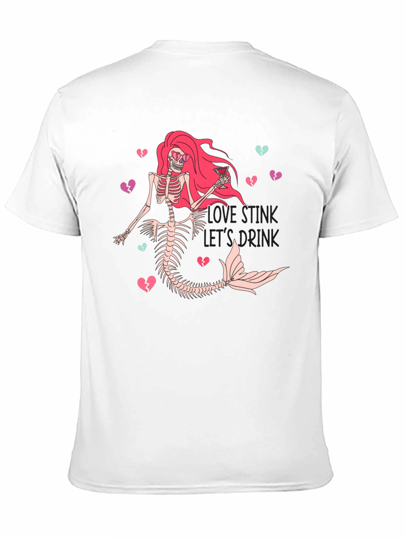 Love Stinks Skeleton Mermaid Graphic T-Shirt