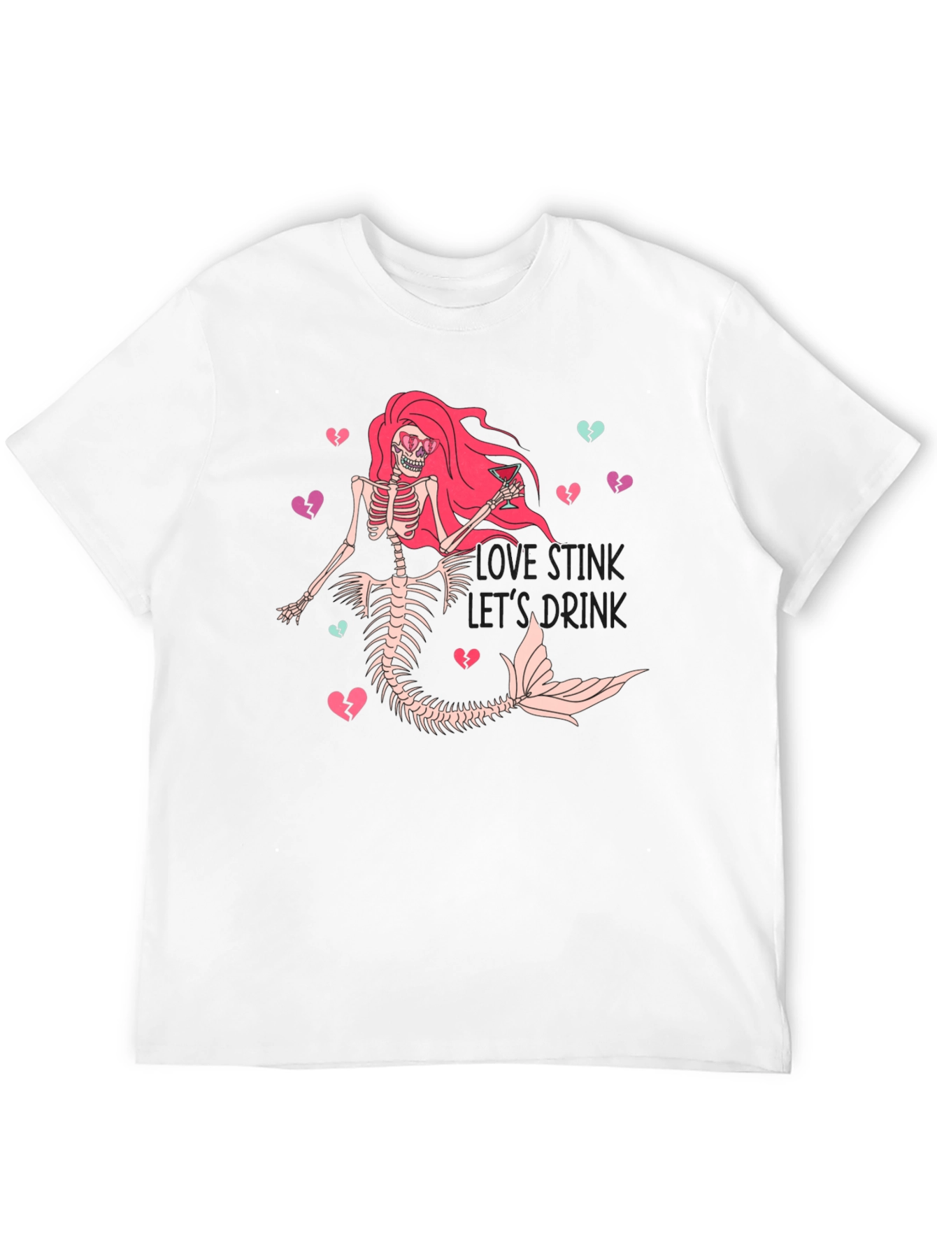 Love Stinks Skeleton Mermaid Graphic T-Shirt
