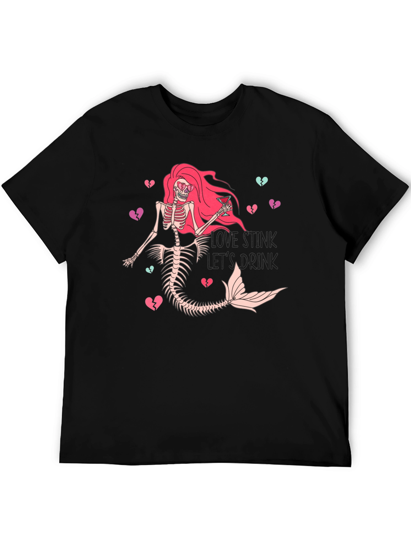 Love Stinks Skeleton Mermaid Graphic T-Shirt