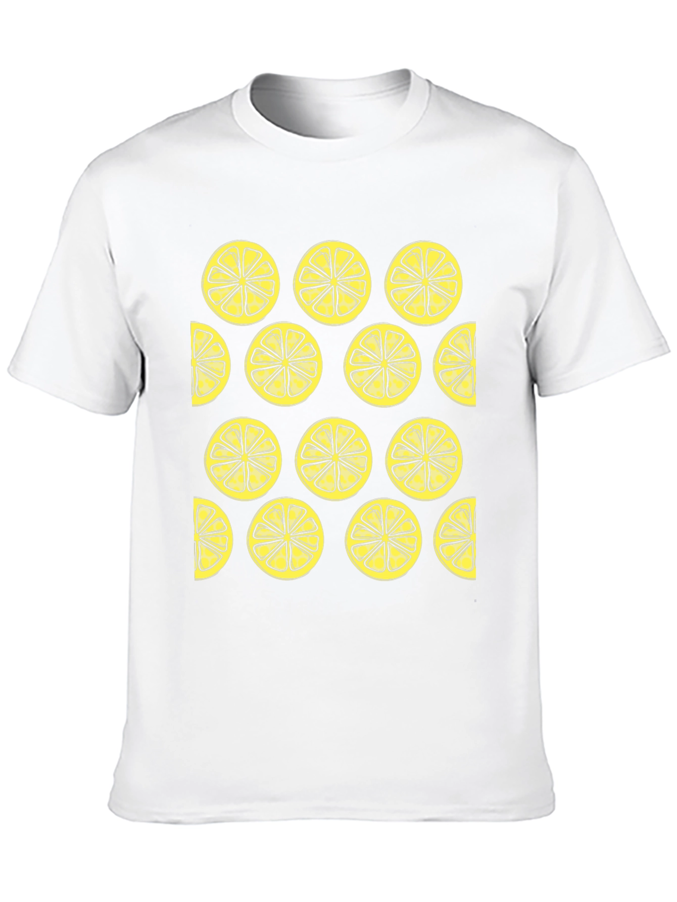 Lemon Slice Pattern Black Crewneck T-Shirt