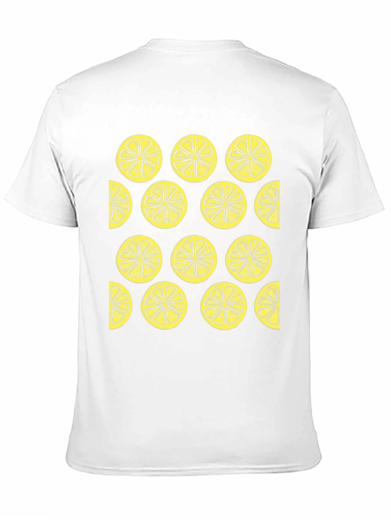 Lemon Slice Pattern Black Crewneck T-Shirt