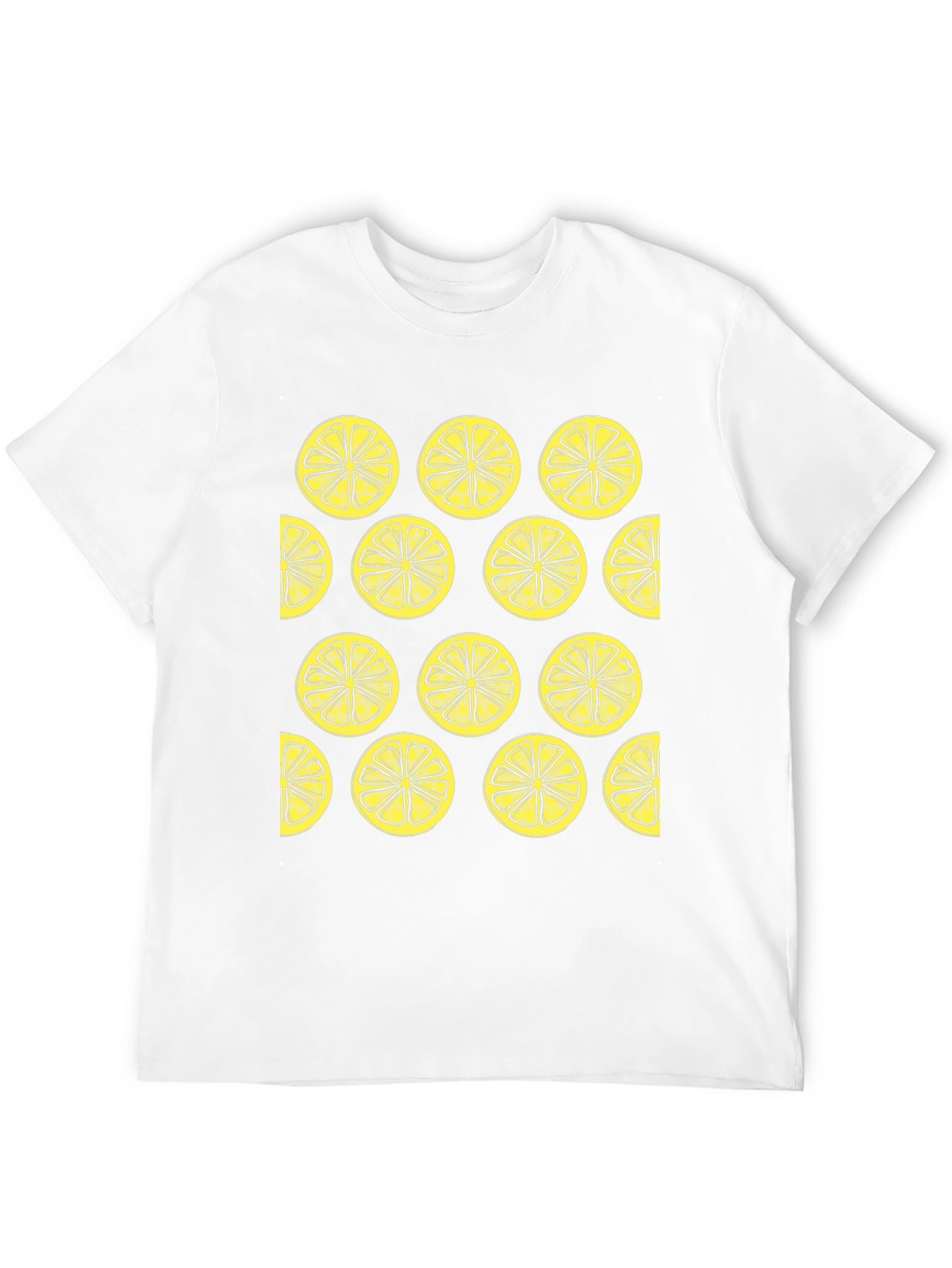 Lemon Slice Pattern Black Crewneck T-Shirt
