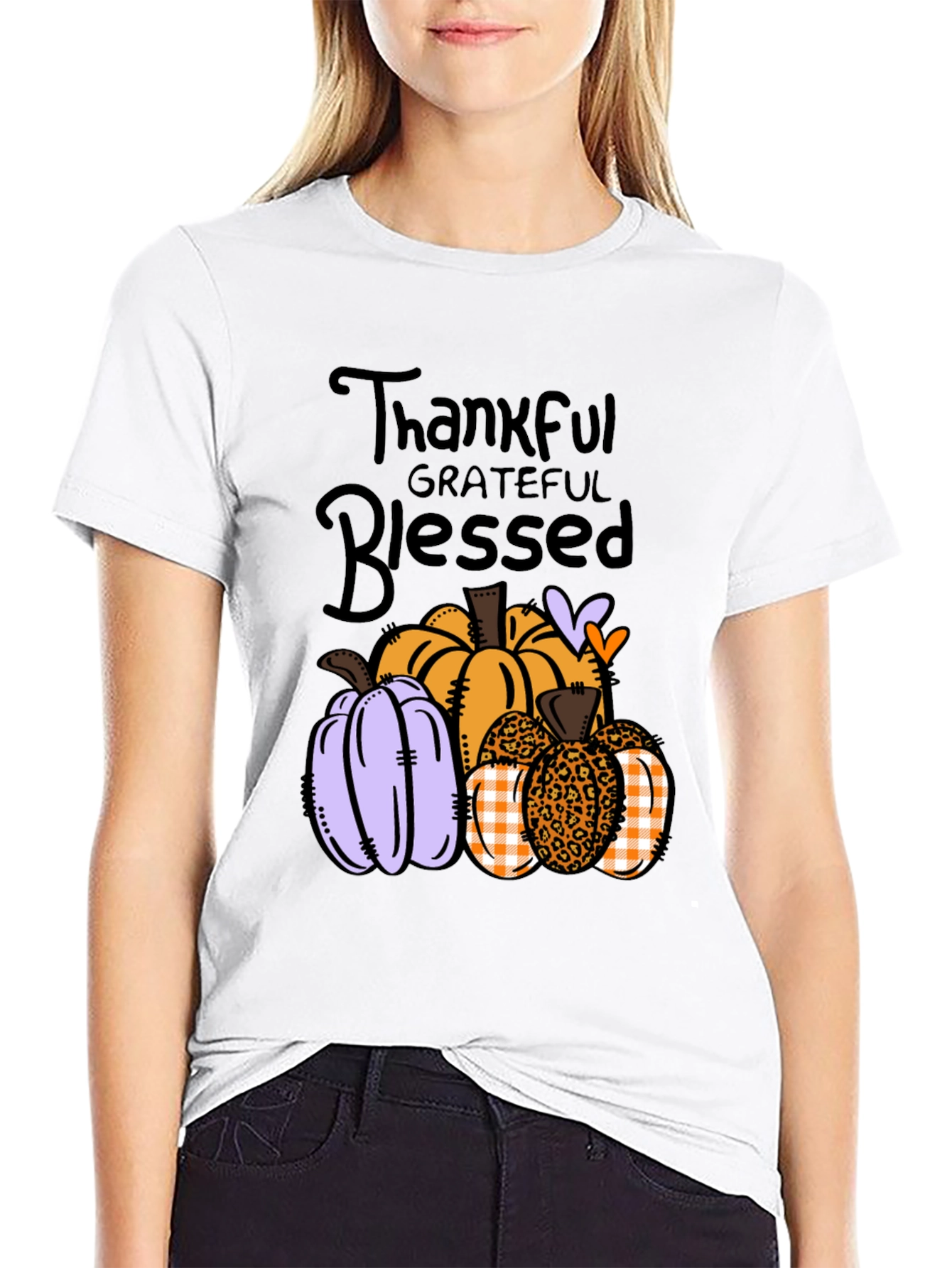 Thankful Grateful Blessed Pumpkin T-Shirt