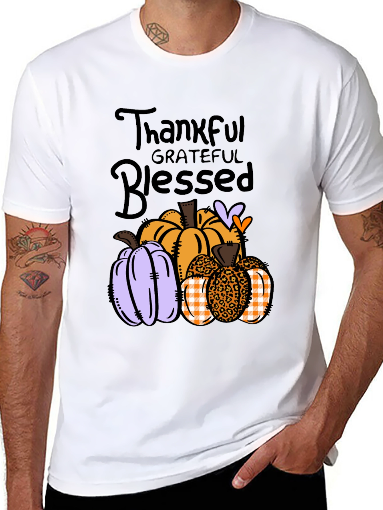 Thankful Grateful Blessed Pumpkin T-Shirt