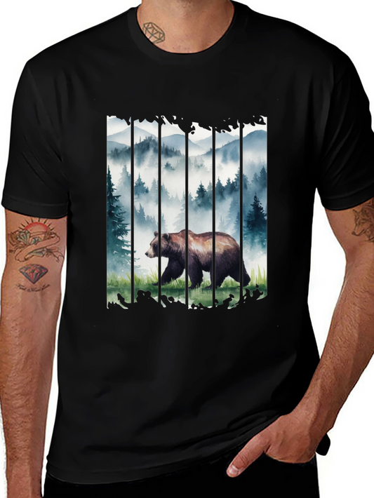 Grizzly Bear Forest Tee - Nature Inspired Graphic T-Shirt