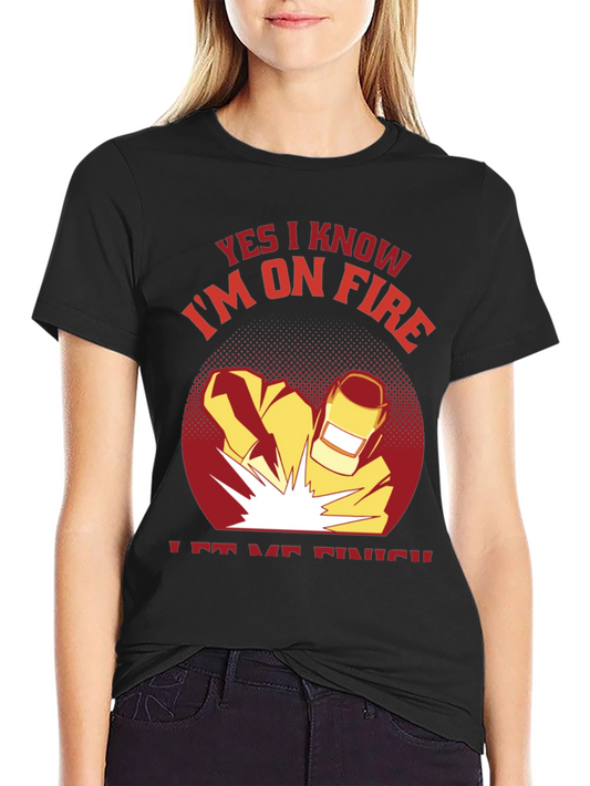 Welder On Fire Black T-Shirt