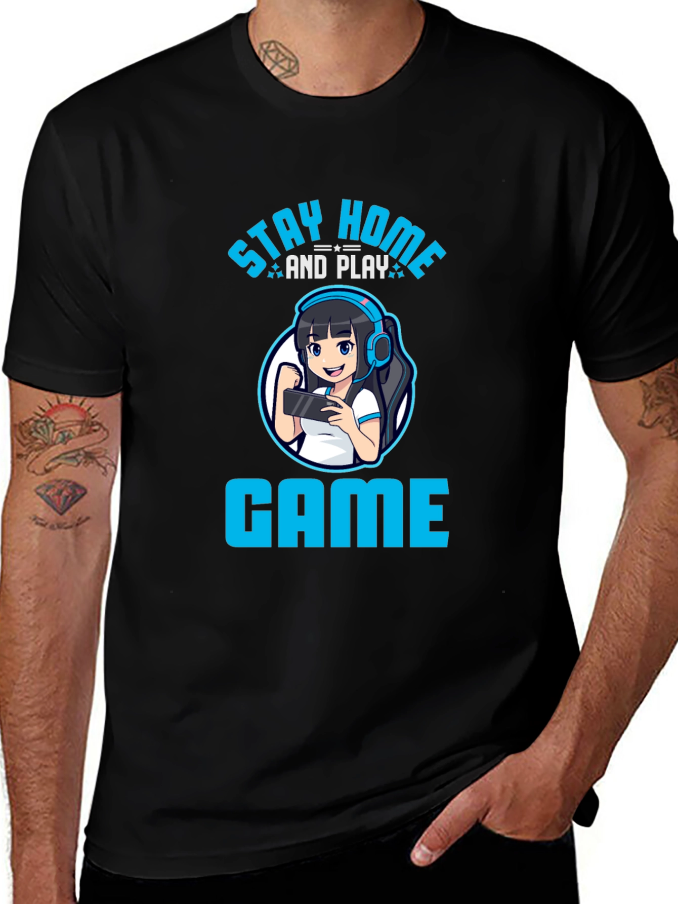 Stay Home and Play Game T-Shirt - Gamer Girl