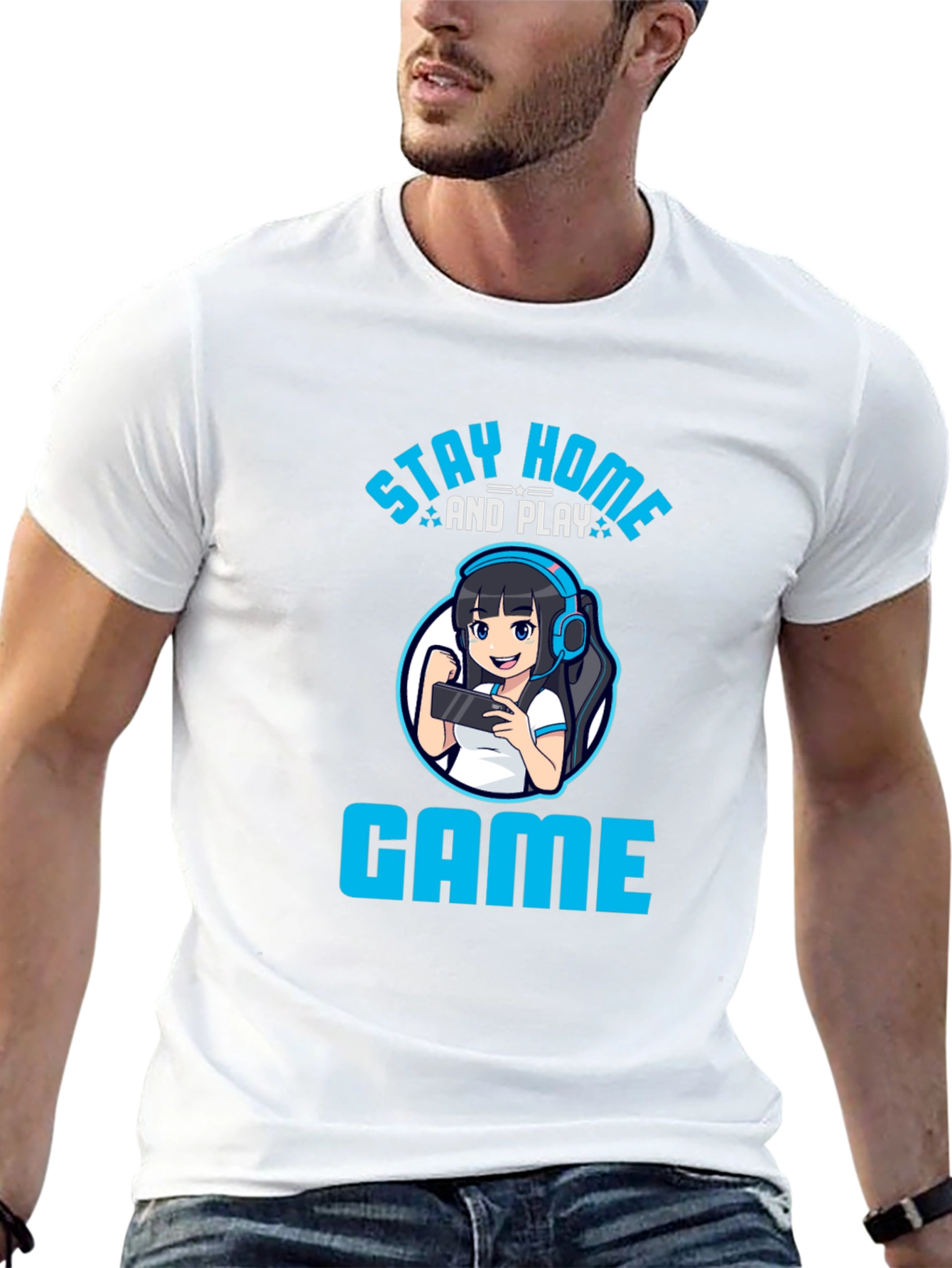 Stay Home and Play Game T-Shirt - Gamer Girl