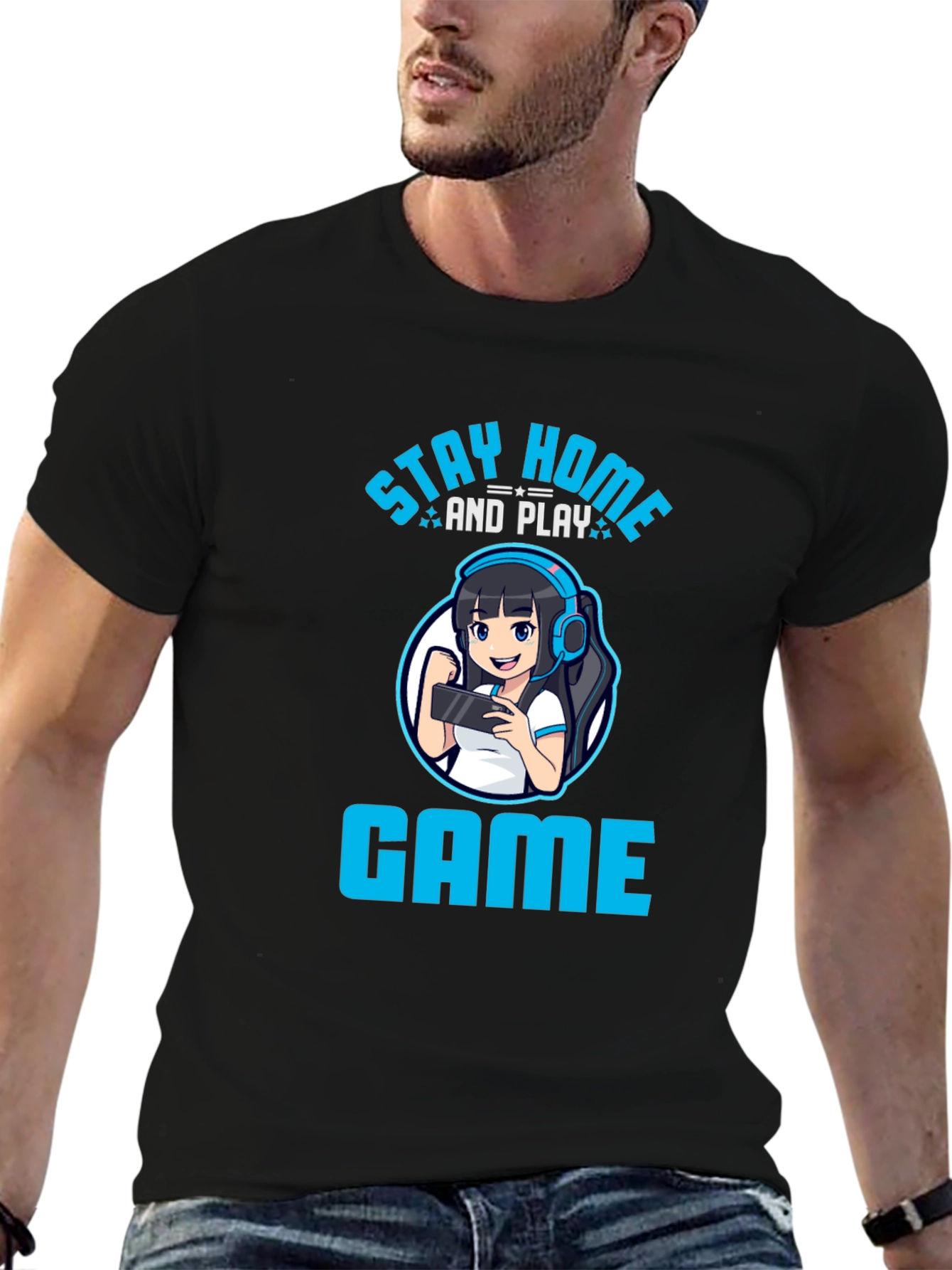 Stay Home and Play Game T-Shirt - Gamer Girl