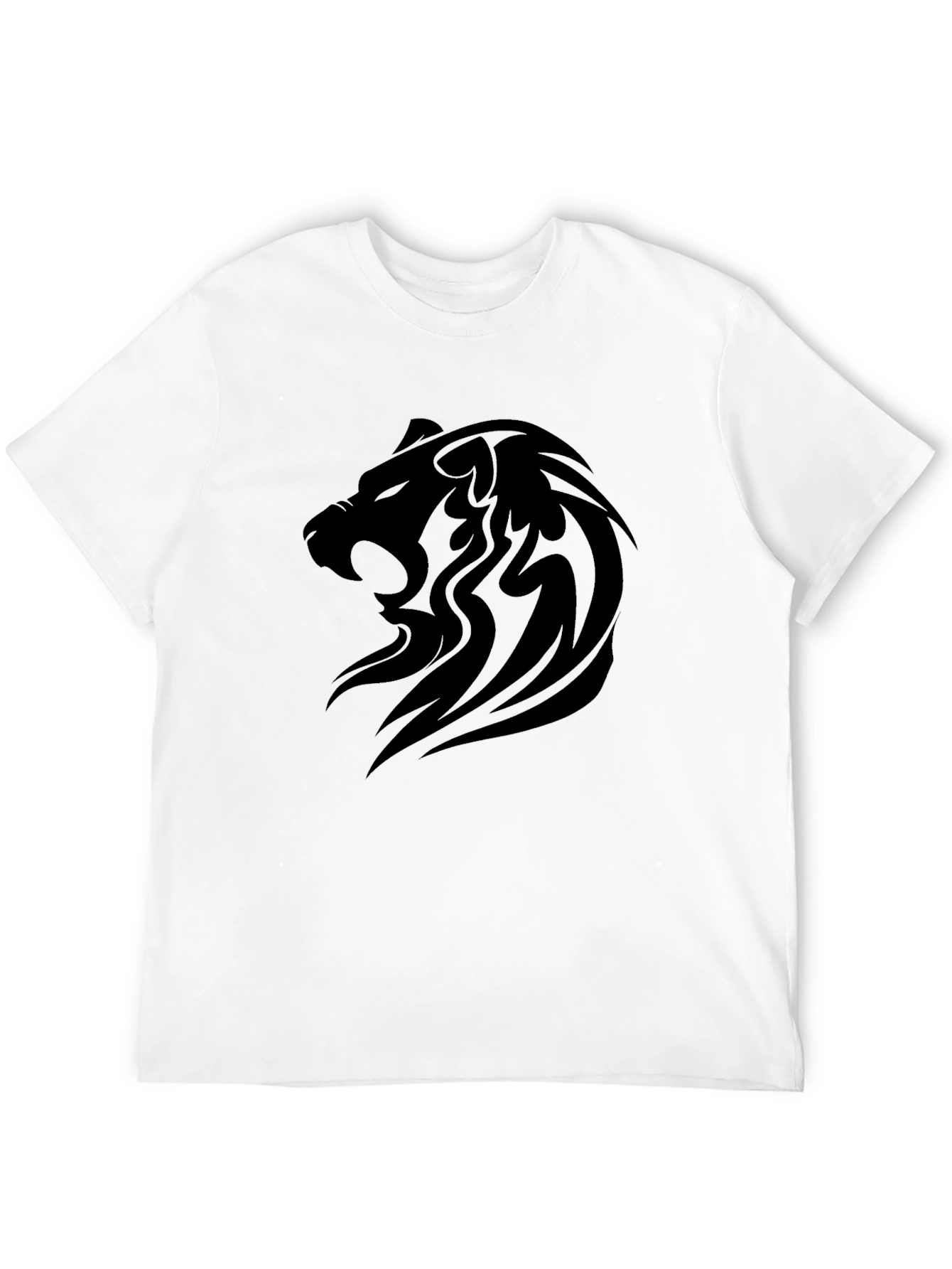 Mens Black Lion Graphic Tee - Bold Tribal Design