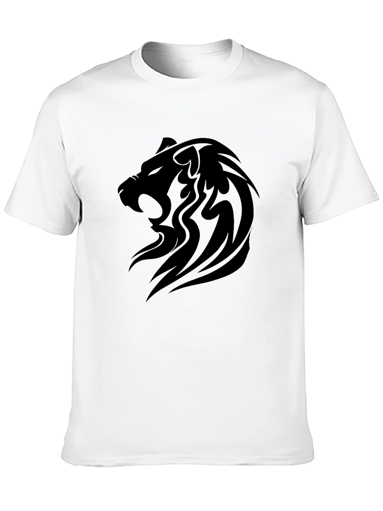 Mens Black Lion Graphic Tee - Bold Tribal Design