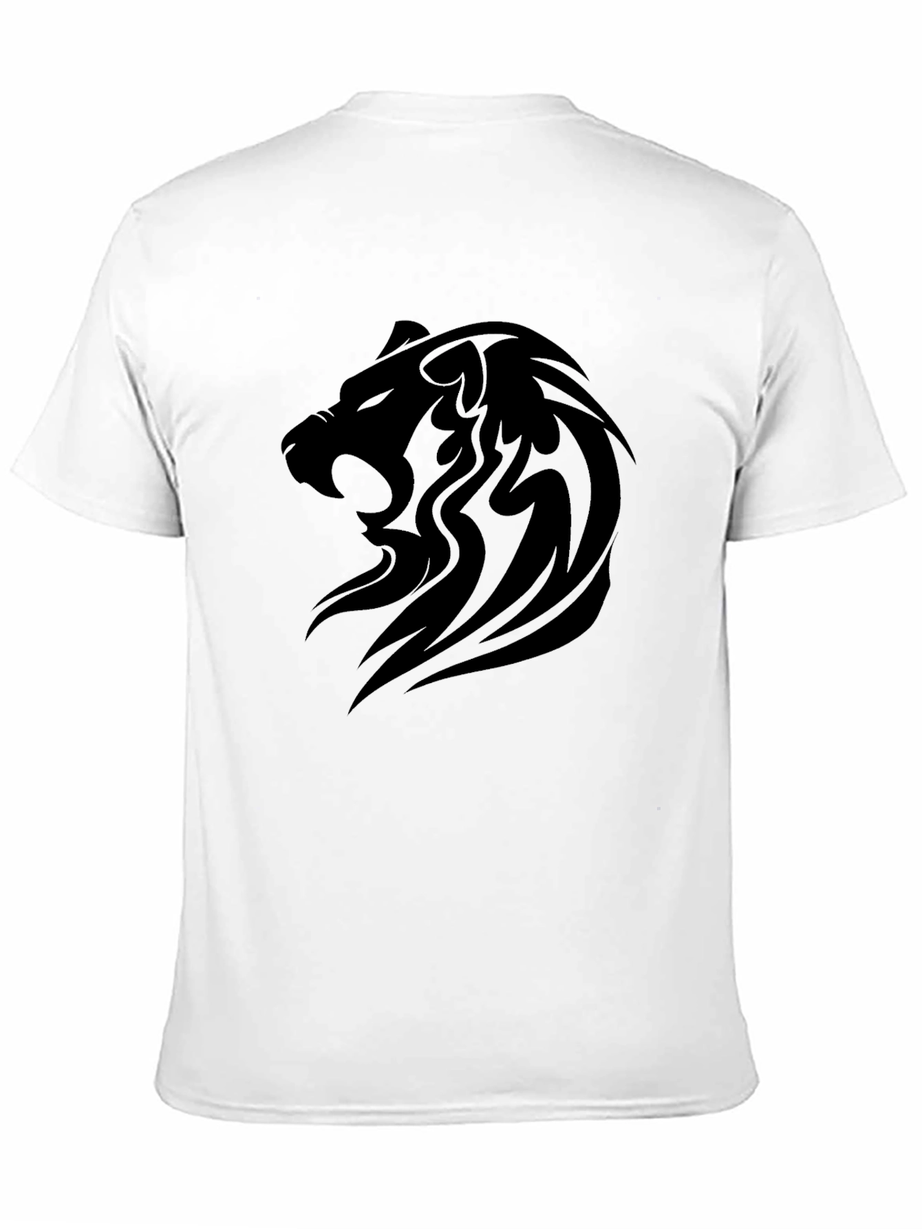 Mens Black Lion Graphic Tee - Bold Tribal Design