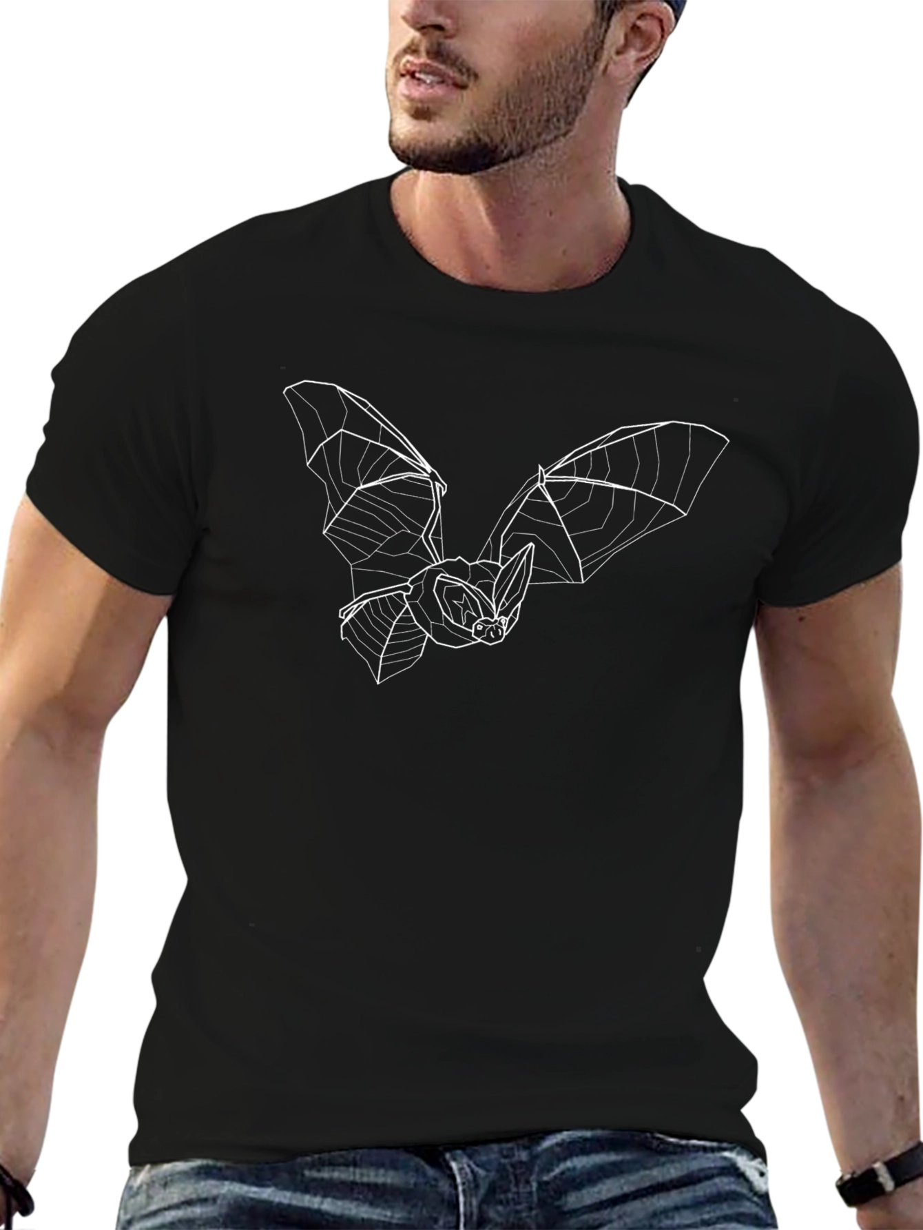Bat Graphic Tee - Modern Line Art Design