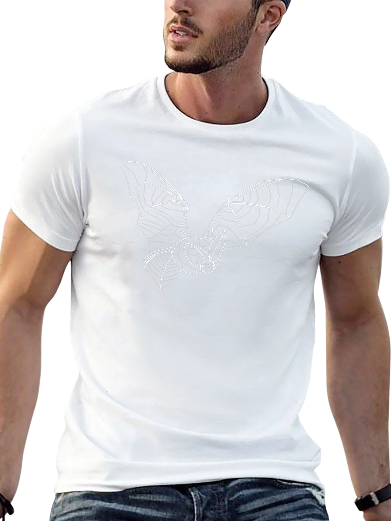 Bat Graphic Tee - Modern Line Art Design
