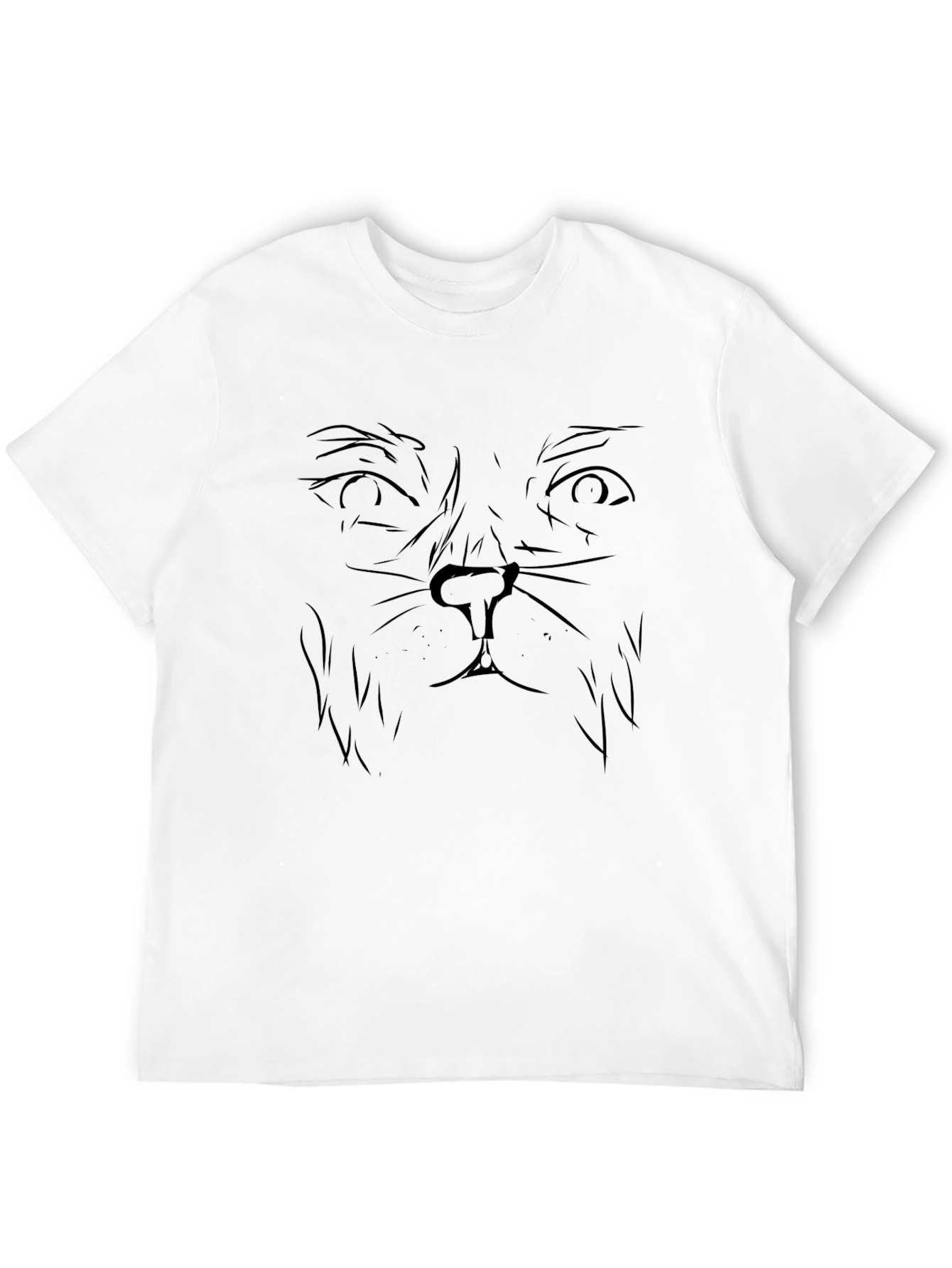 Mens Black Cat Face Graphic T-Shirt
