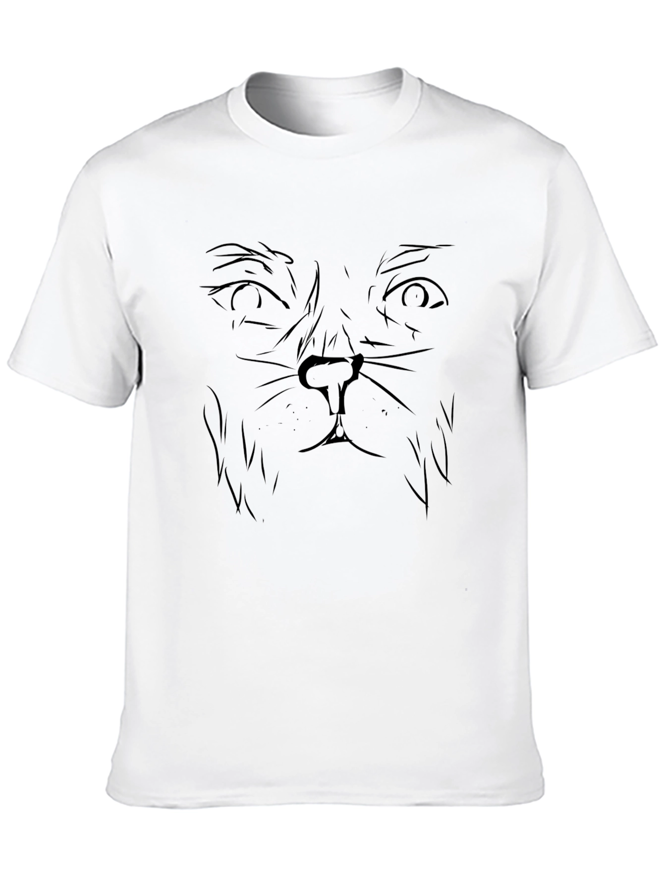Mens Black Cat Face Graphic T-Shirt