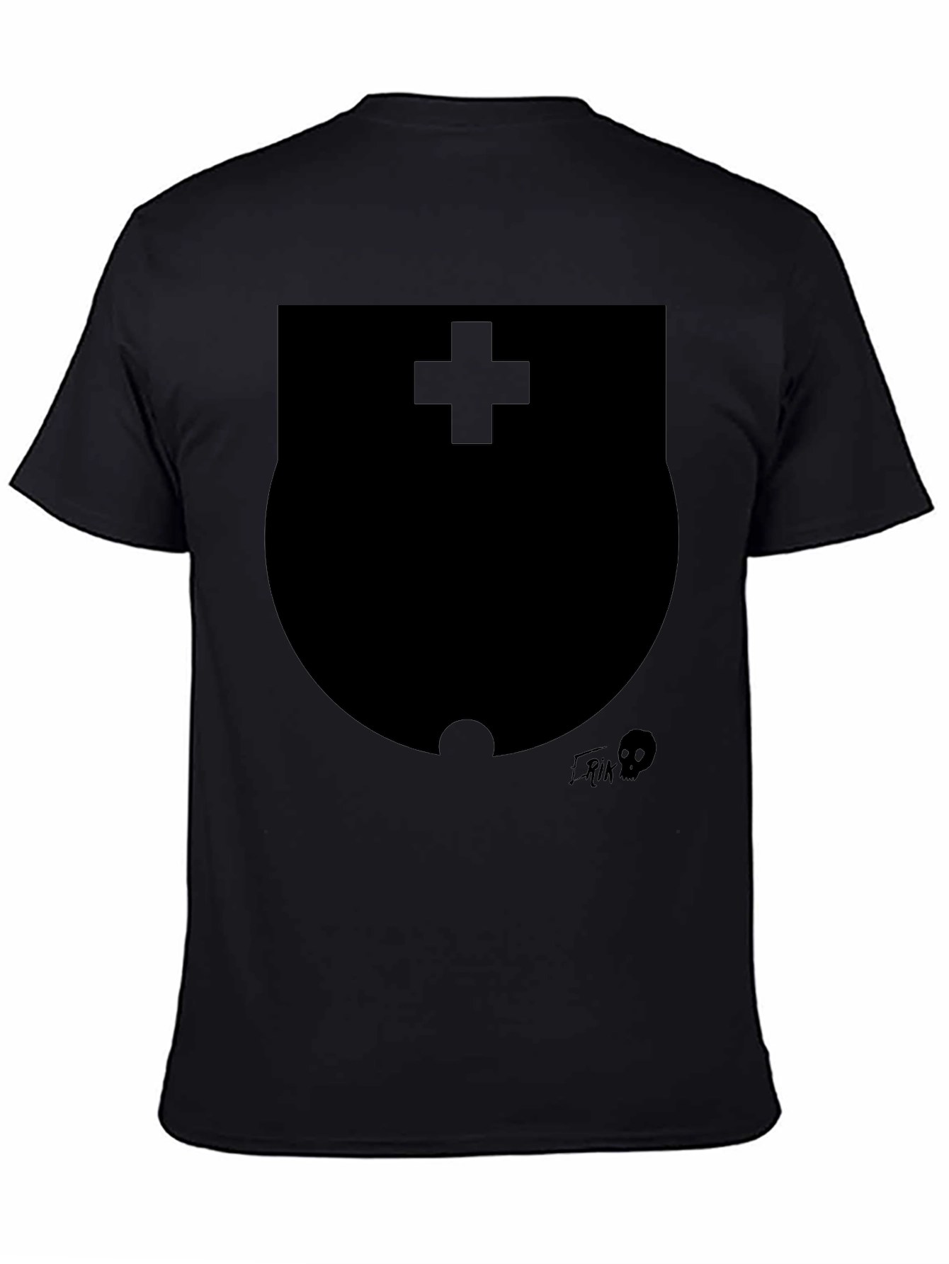 Modern Black Graphic T-Shirt with Shield Design