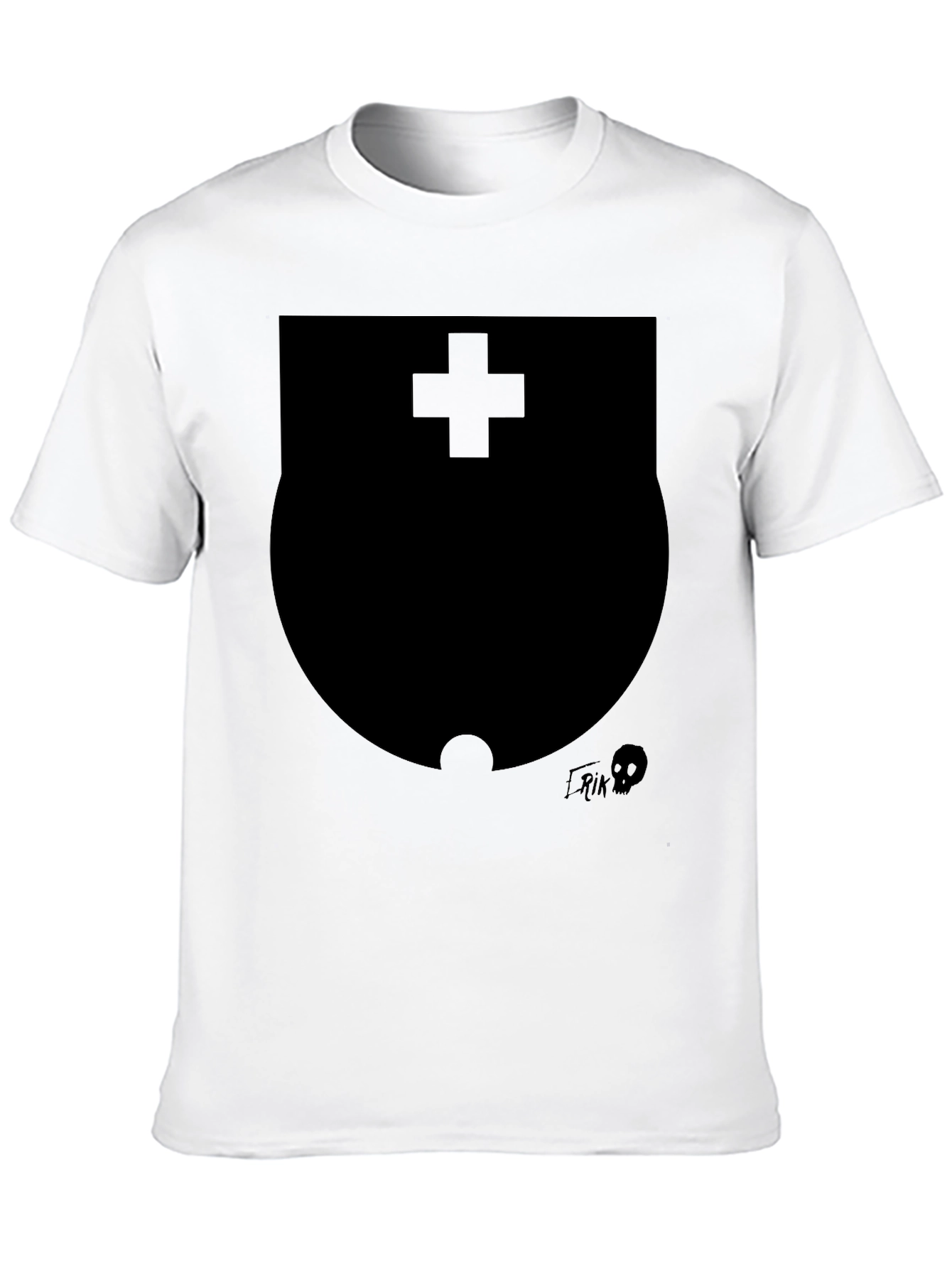 Modern Black Graphic T-Shirt with Shield Design