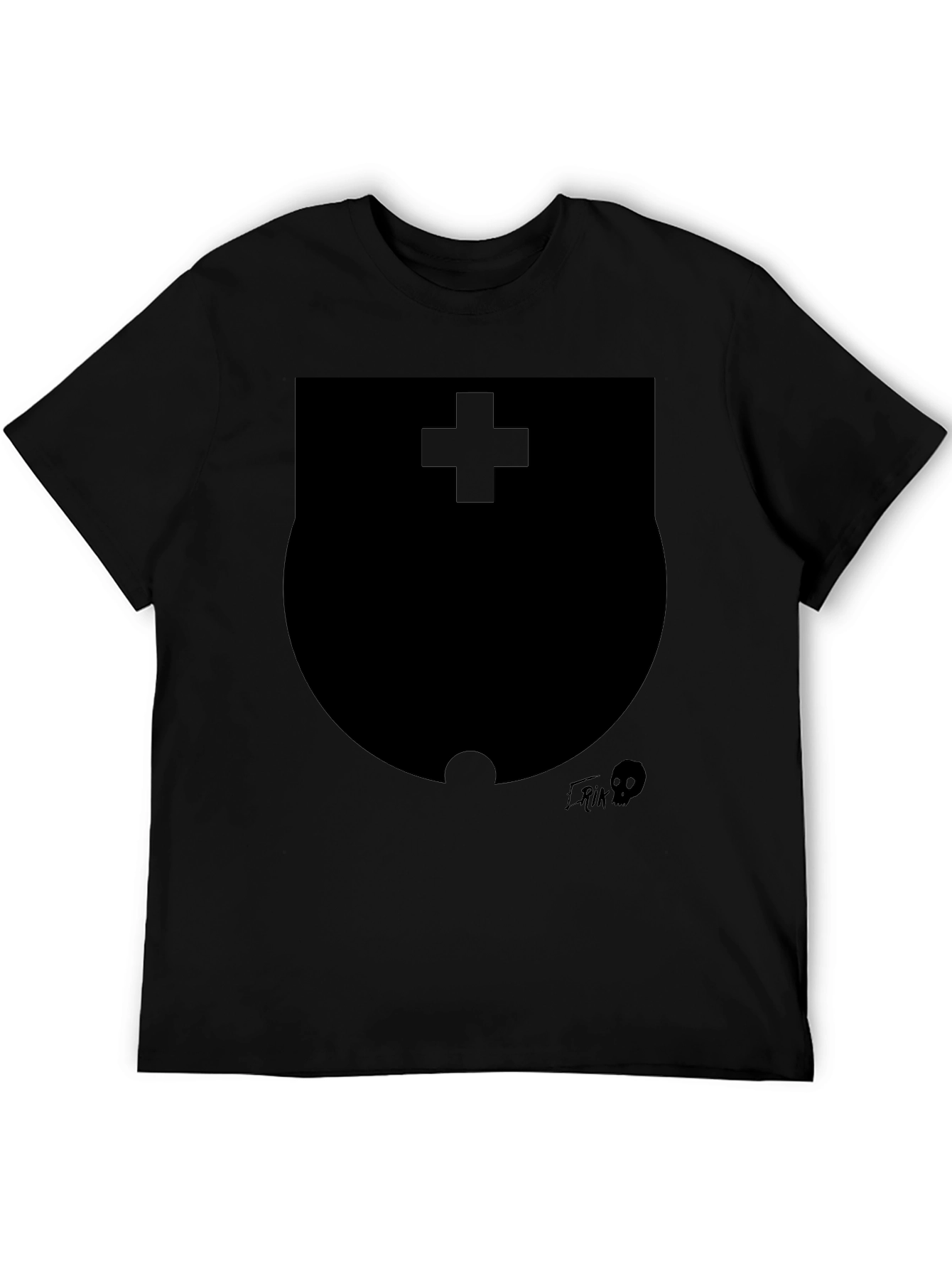 Modern Black Graphic T-Shirt with Shield Design
