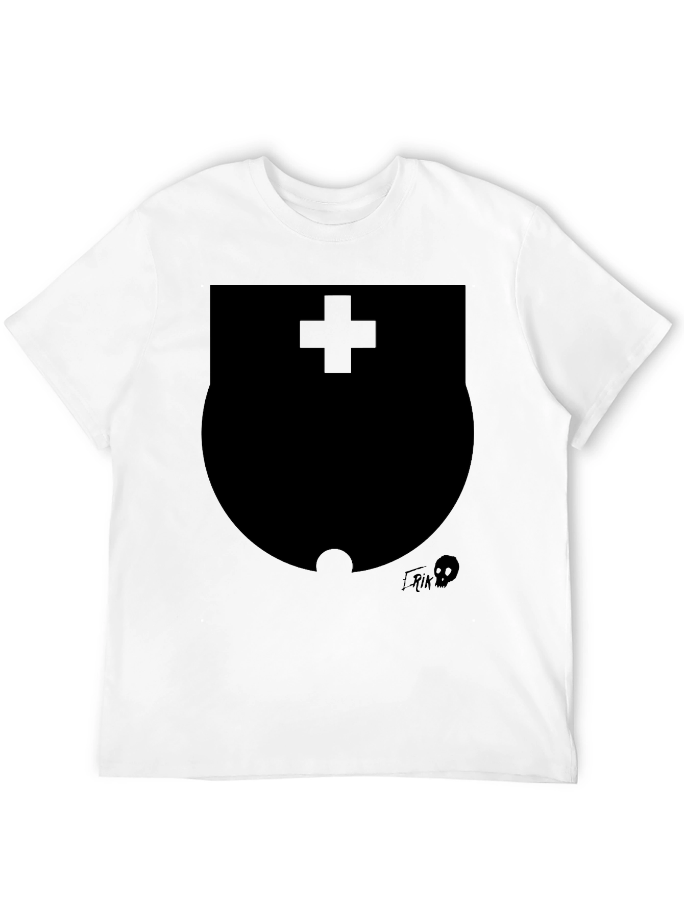Modern Black Graphic T-Shirt with Shield Design