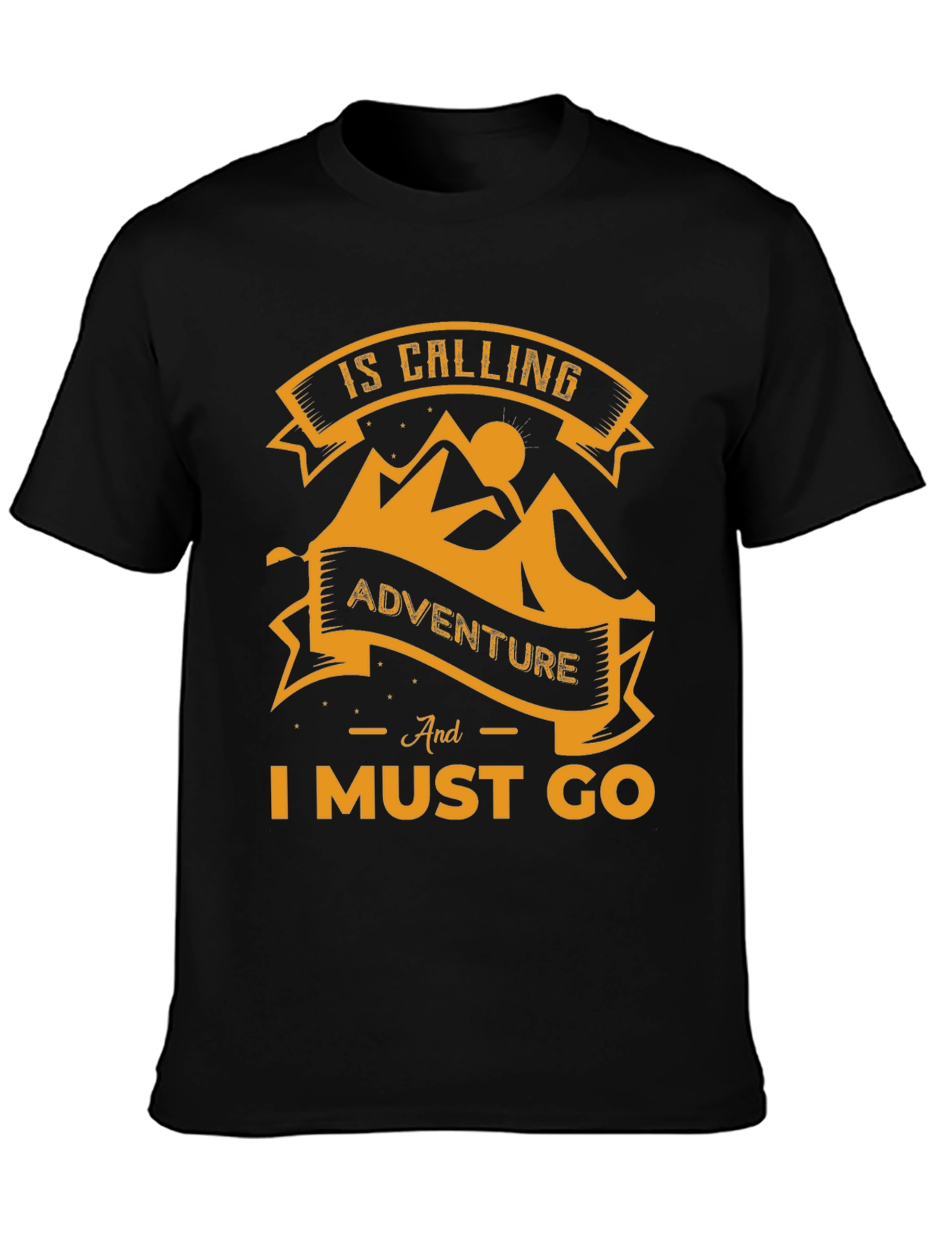 Adventure Awaits Mens Black Graphic Tee