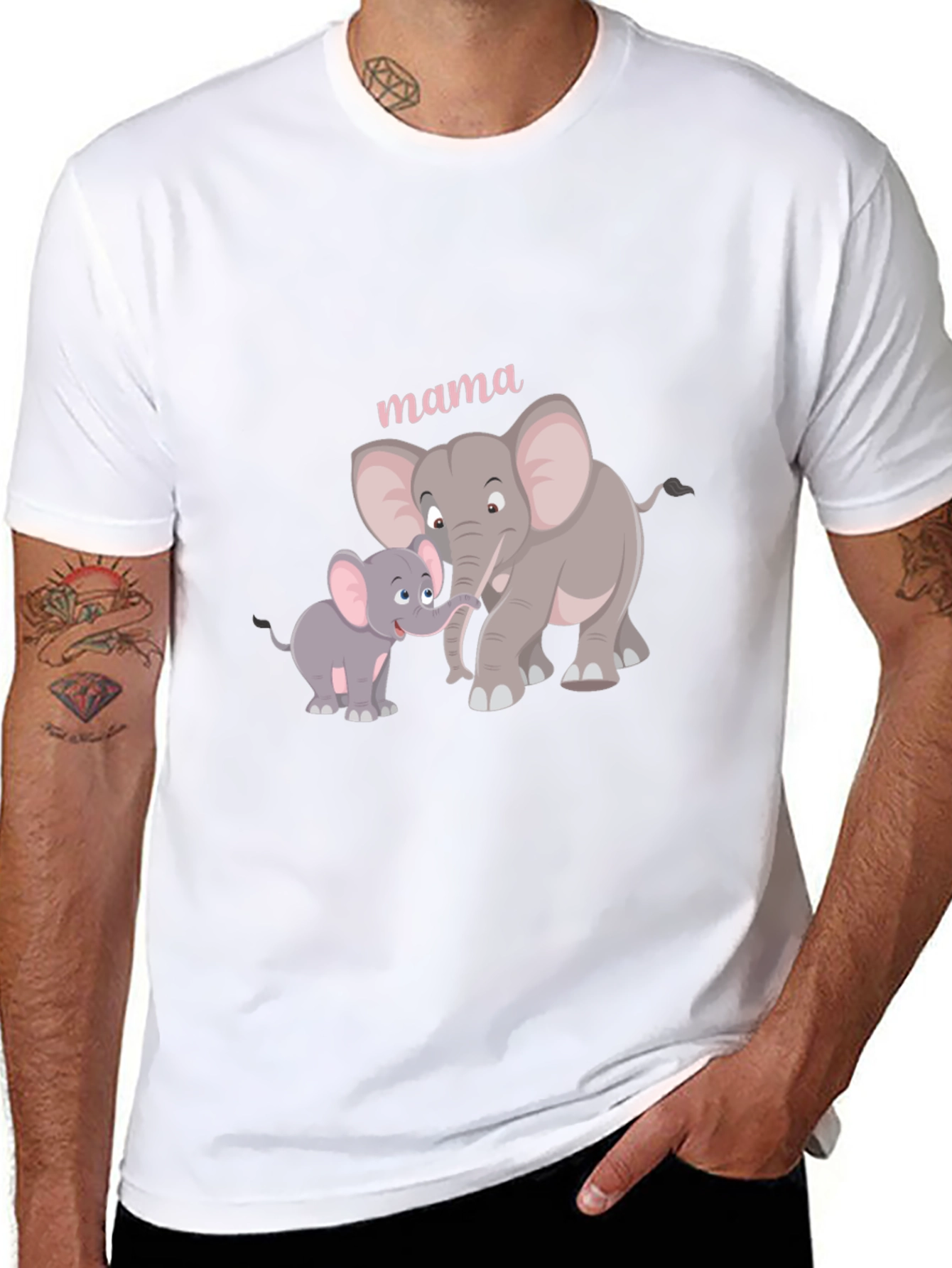 Mama Elephant Graphic Tee - Black Cotton Comfort