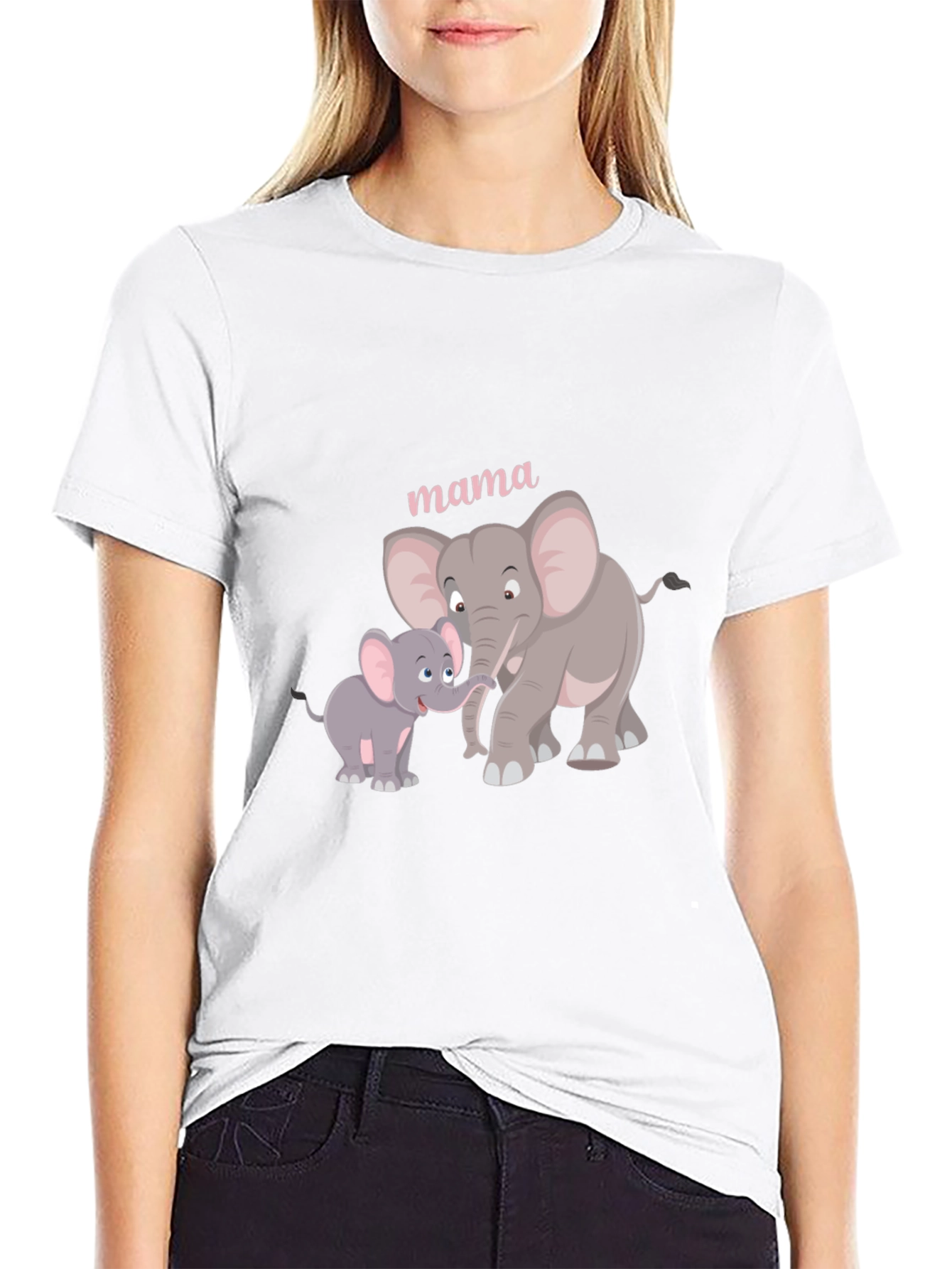 Mama Elephant Graphic Tee - Black Cotton Comfort