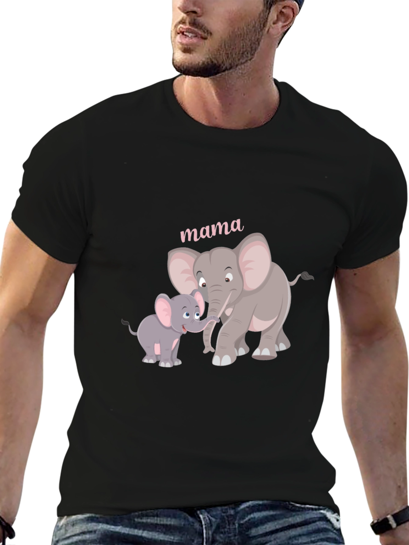 Mama Elephant Graphic Tee - Black Cotton Comfort