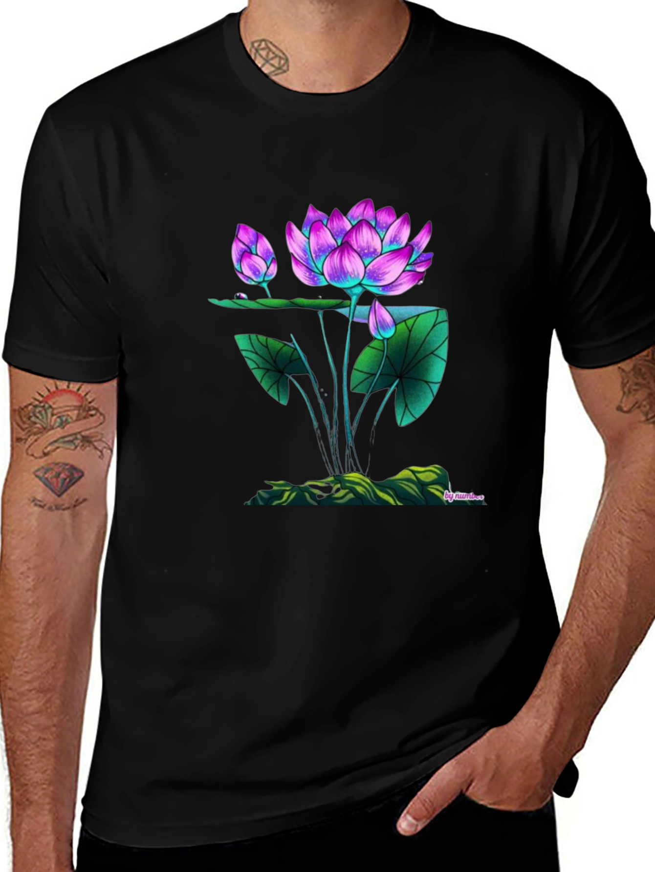 Lotus Flower Graphic Tee - Unique Artistic Design
