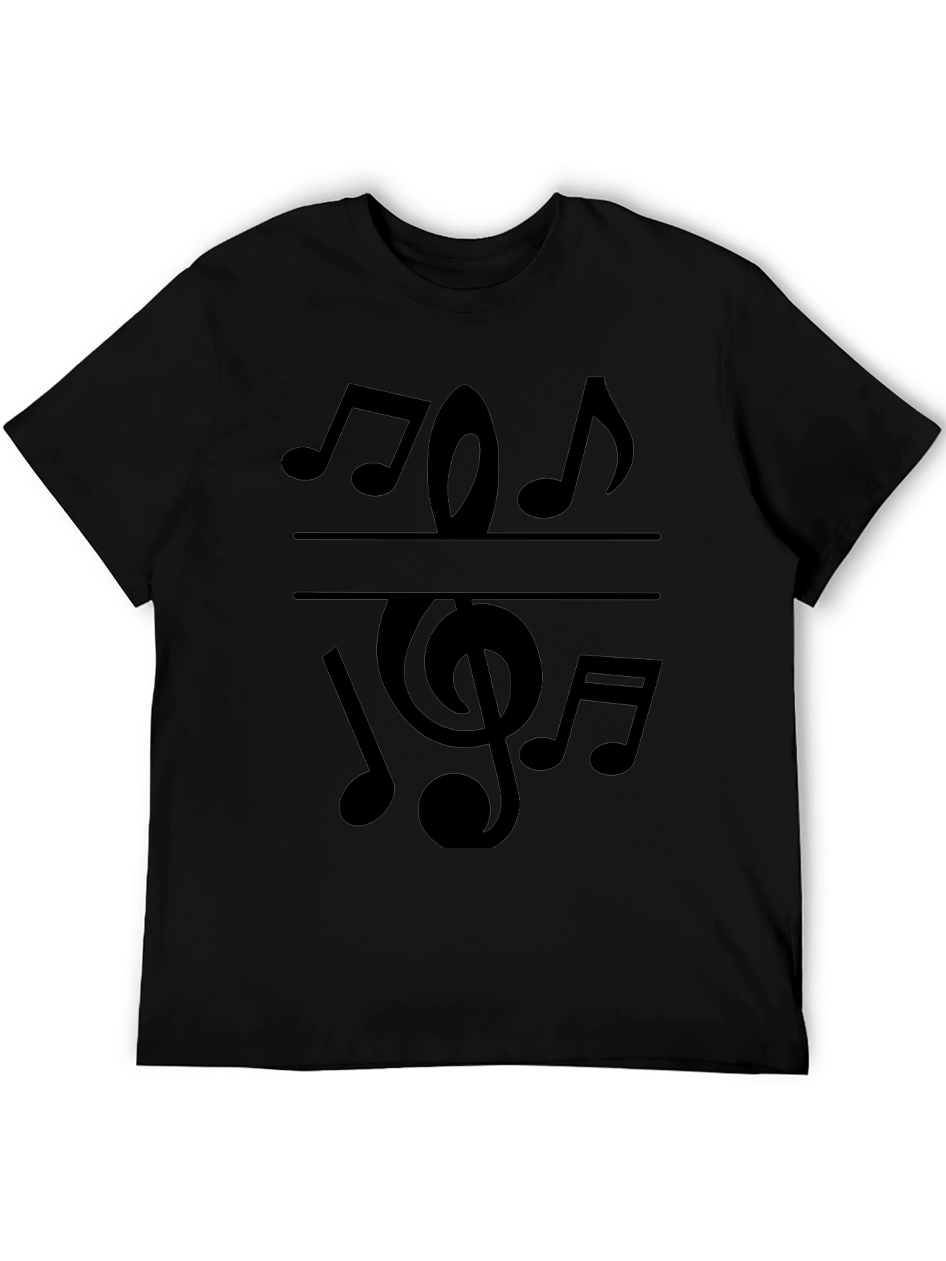 Musical Note Graphic Tee - Stylish Black T-Shirt