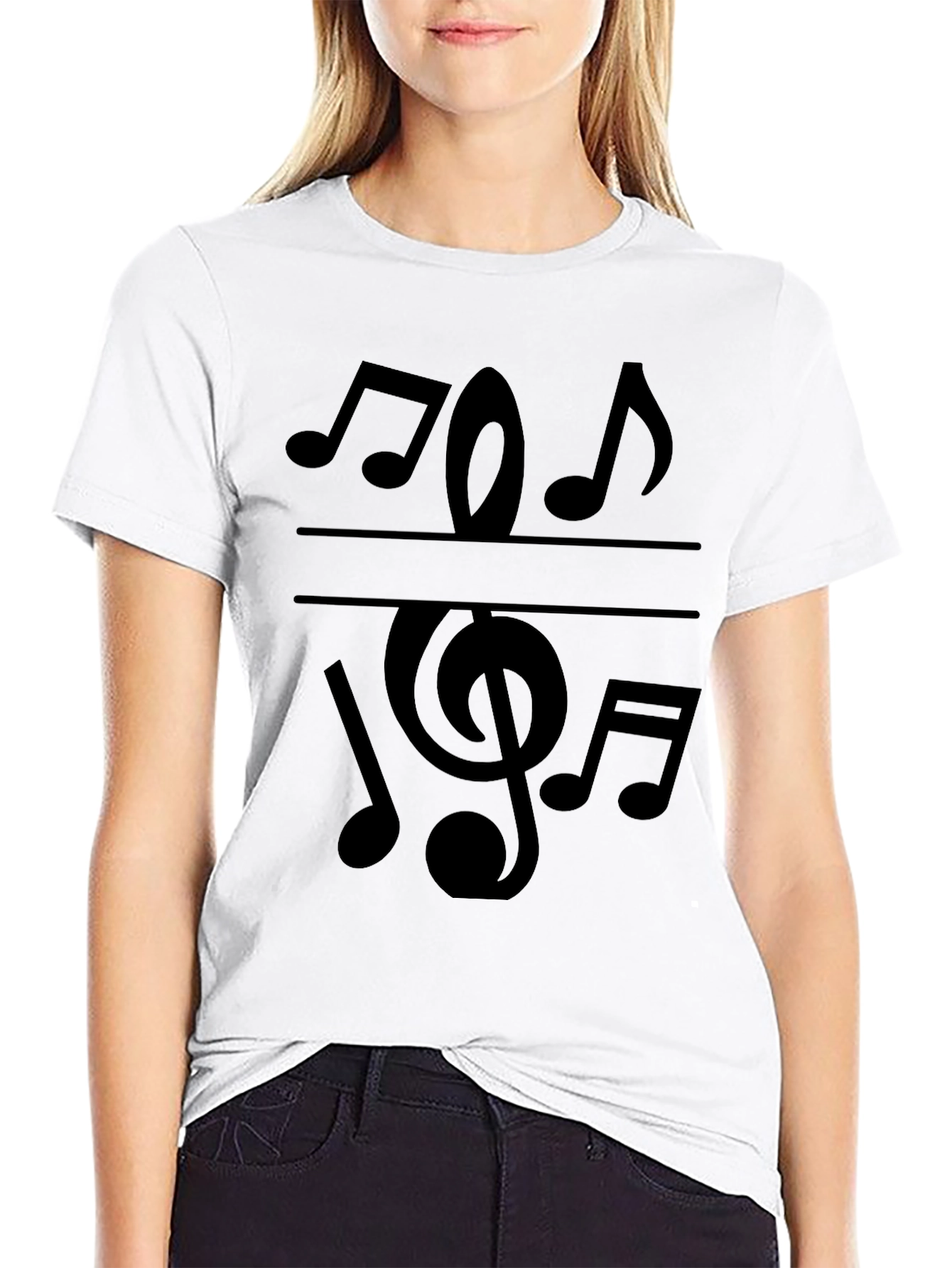 Musical Note Graphic Tee - Stylish Black T-Shirt