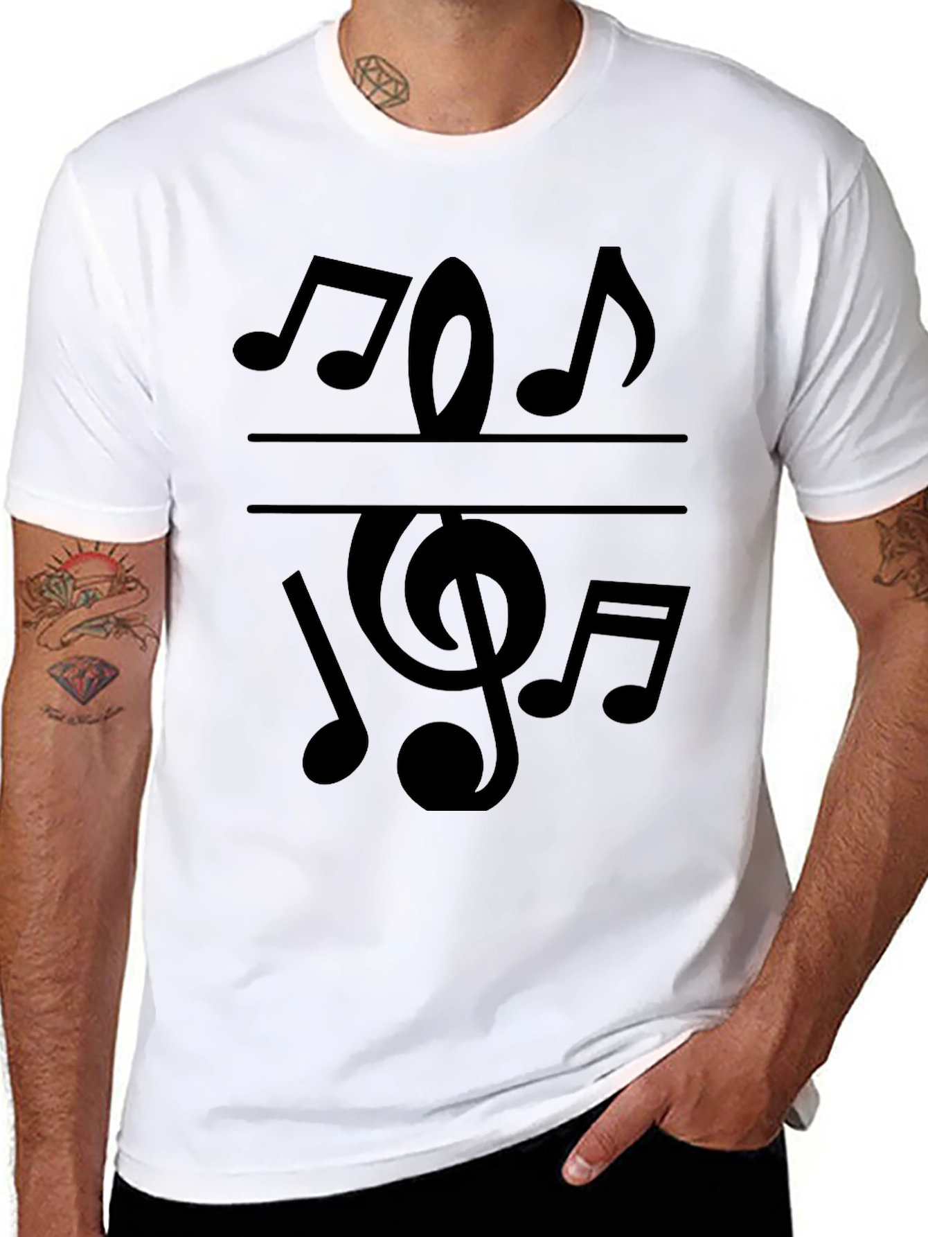 Musical Note Graphic Tee - Stylish Black T-Shirt