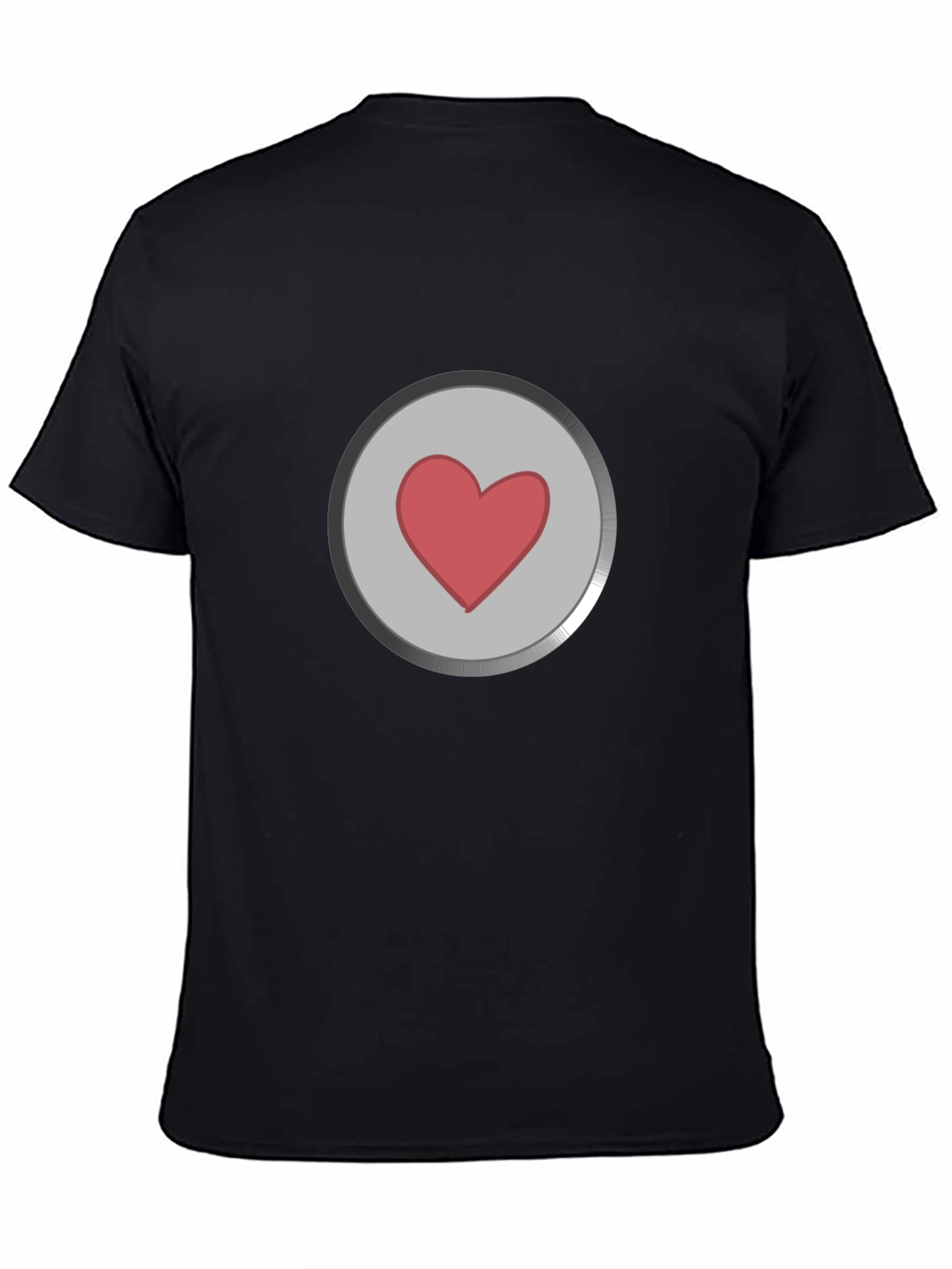 Heart Button Graphic T-Shirt - Black