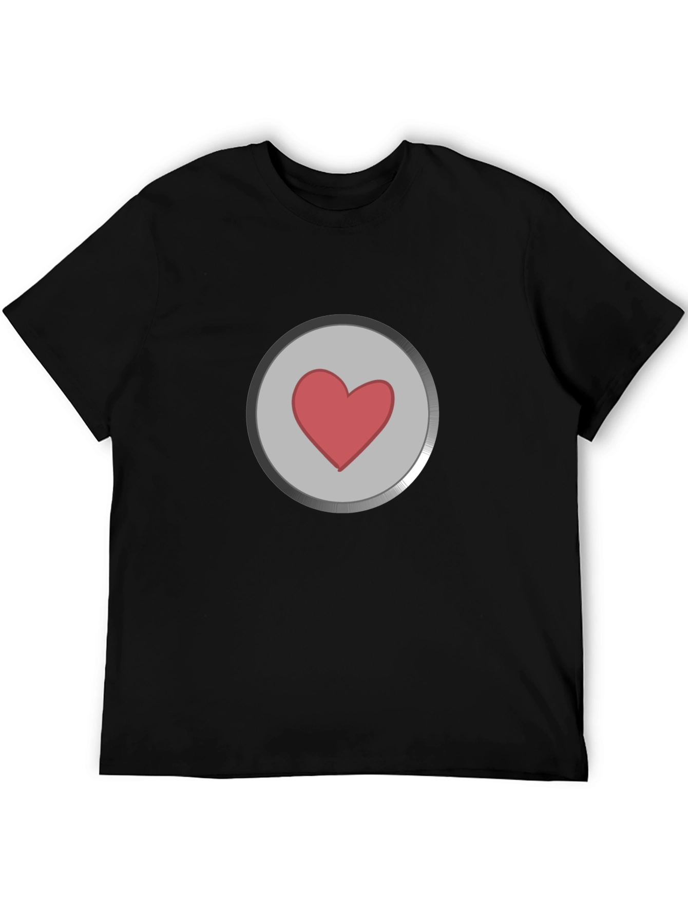 Heart Button Graphic T-Shirt - Black
