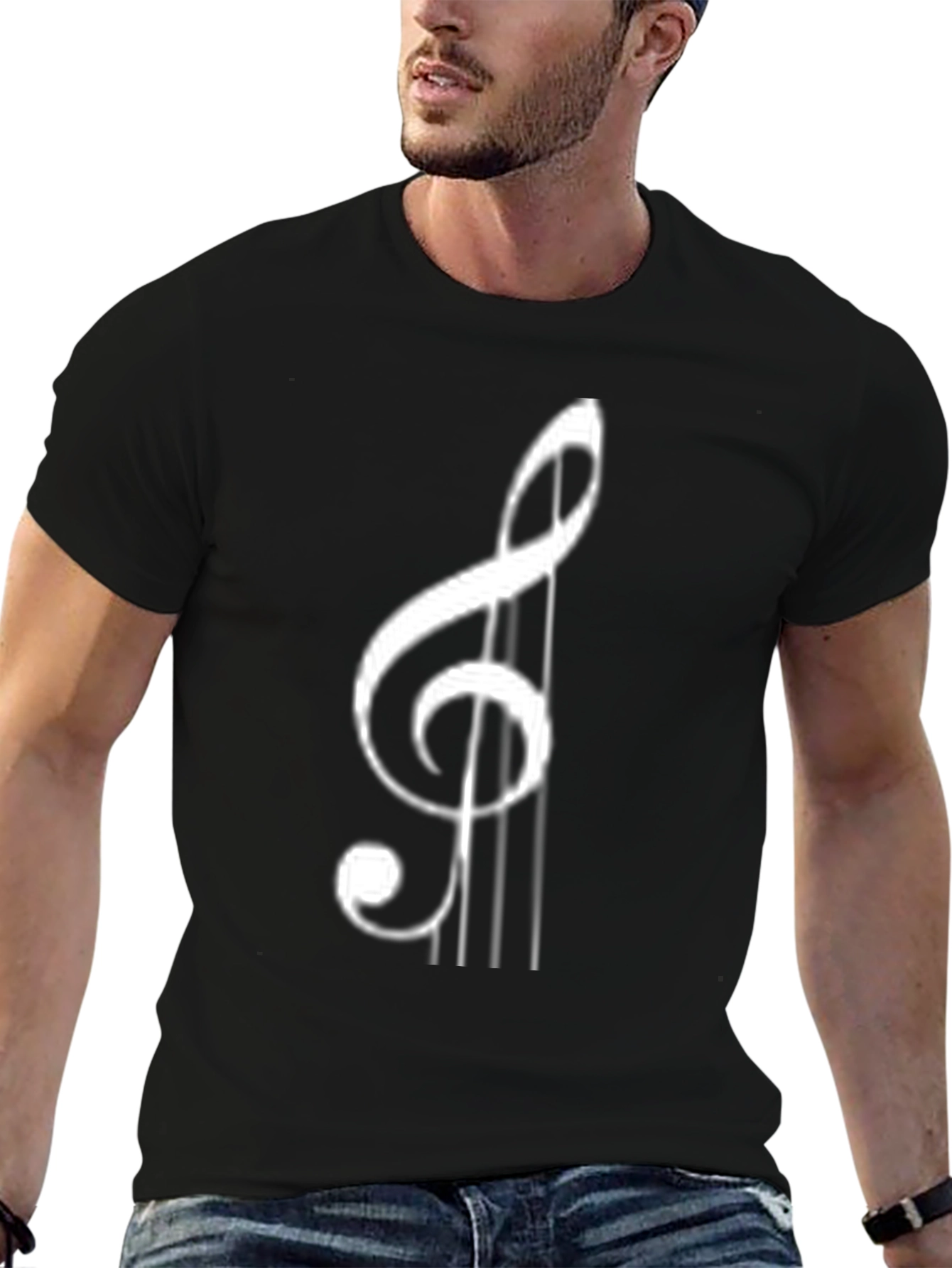 Musical Treble Clef Black T-Shirt