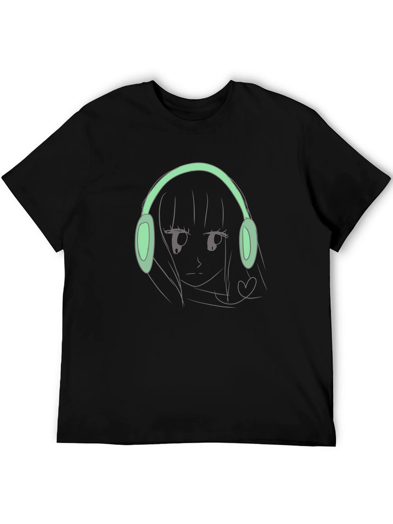 Anime Girl with Headphones Graphic Tee