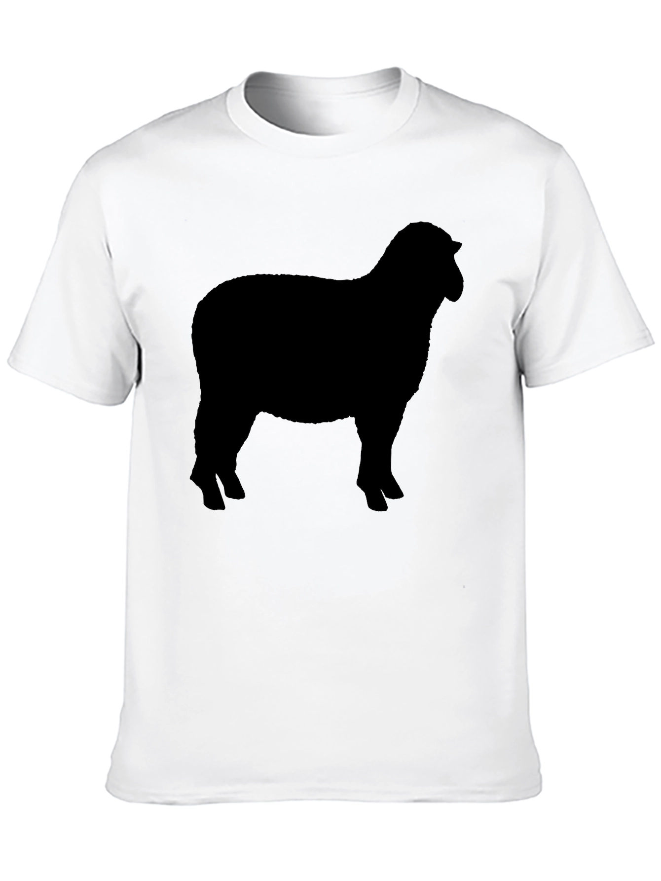 Sheep Silhouette Graphic Tee - Black Cotton T-Shirt