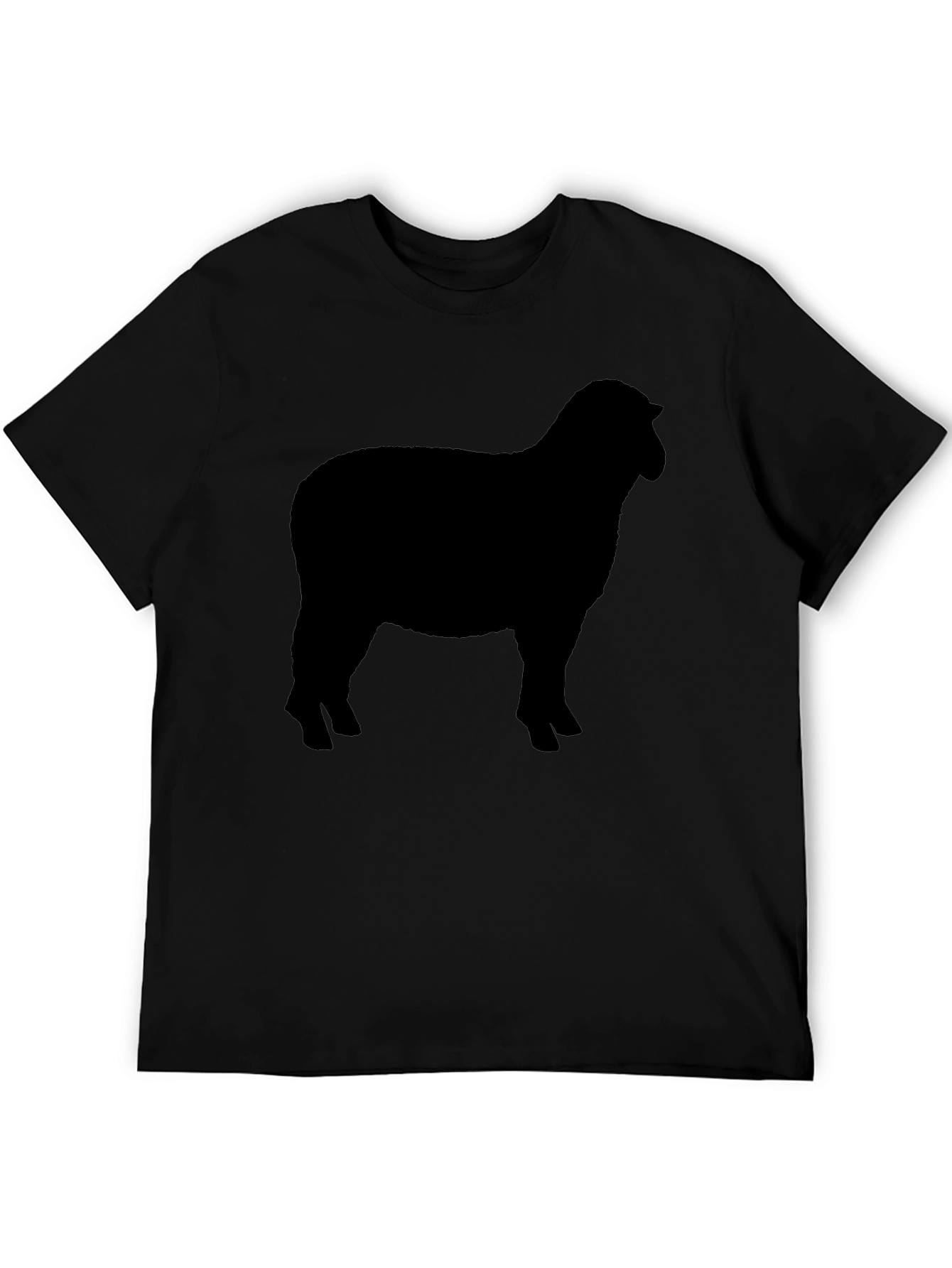Sheep Silhouette Graphic Tee - Black Cotton T-Shirt