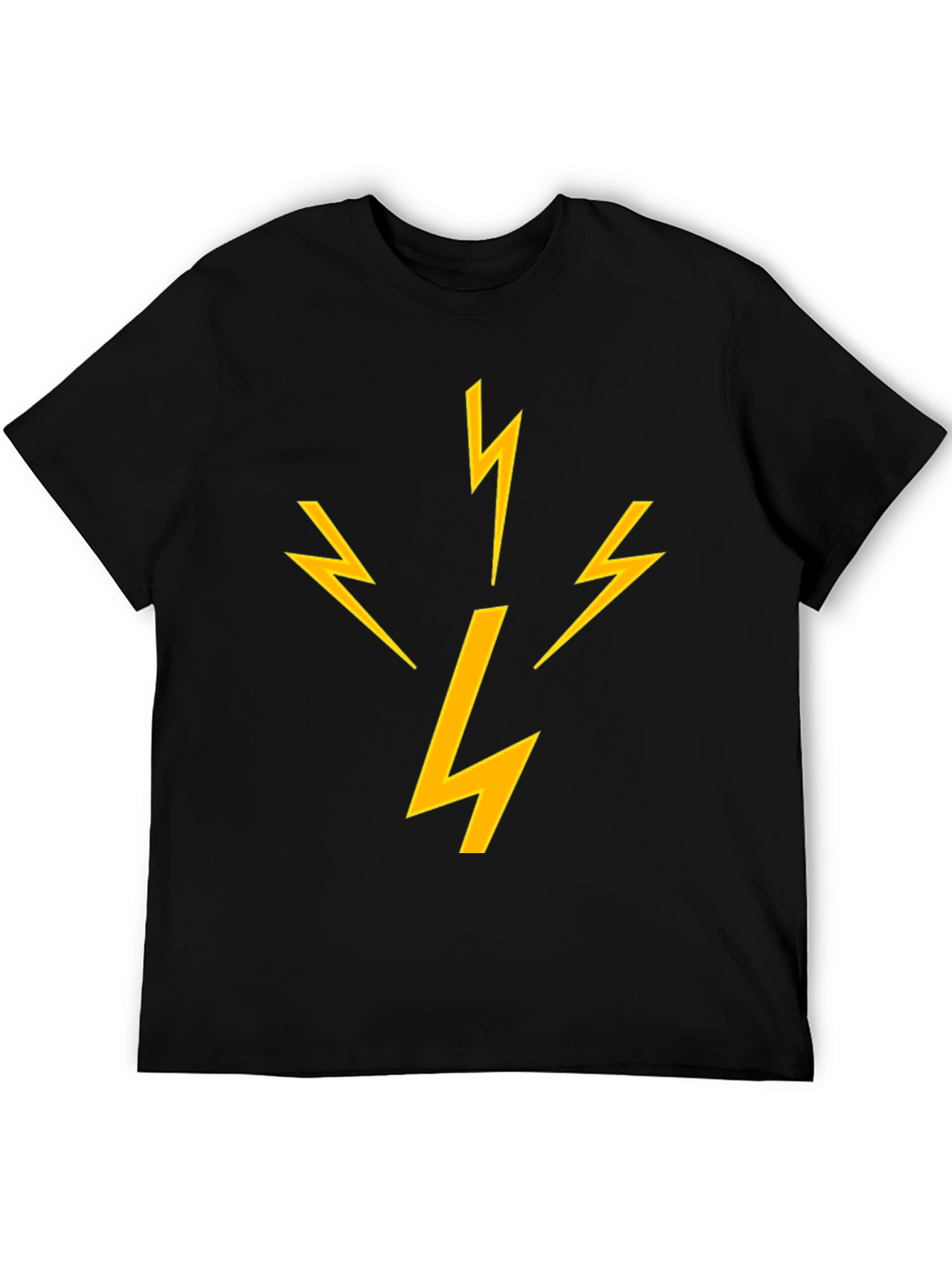 Lightning Bolt Graphic Tee - Black Cotton T-Shirt