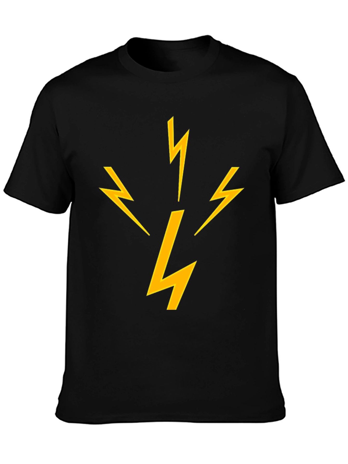 Lightning Bolt Graphic Tee - Black Cotton T-Shirt