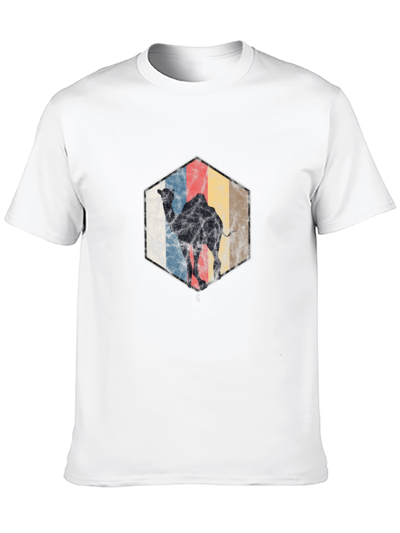 Retro Camel Graphic Tee - Black Cotton Blend Shirt