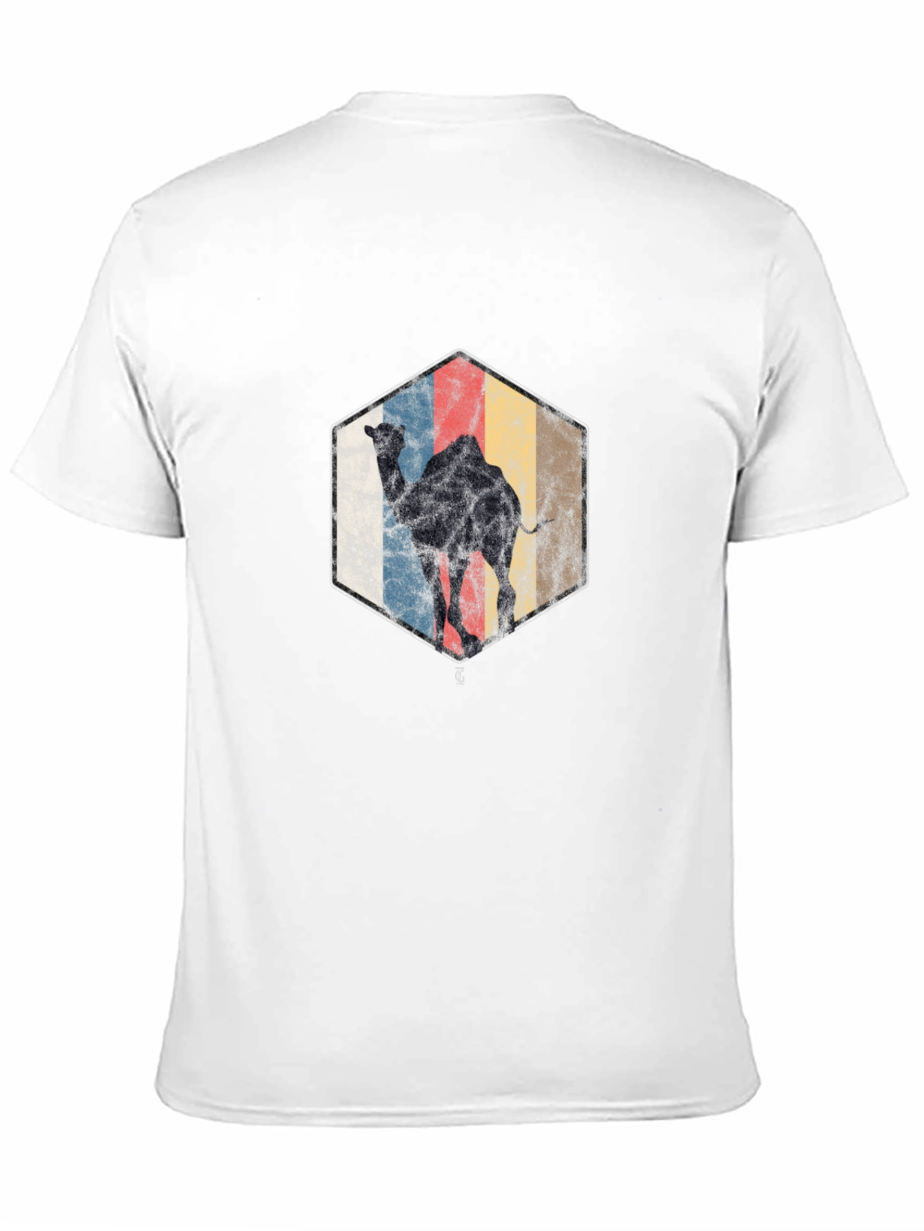 Retro Camel Graphic Tee - Black Cotton Blend Shirt